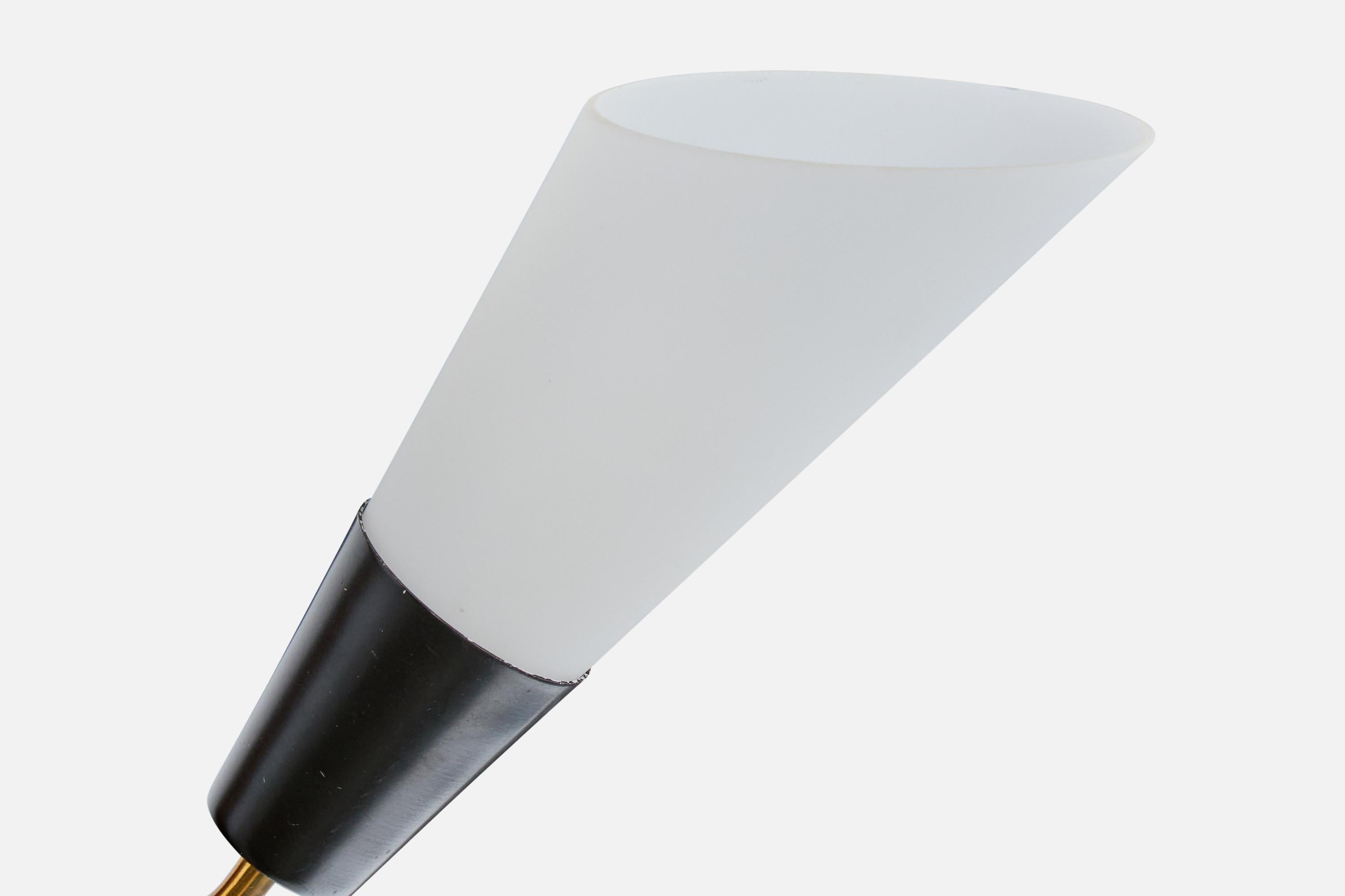 Swedish Designer, Chandelier, Brass, Metal, Teak, Glass, Sweden, 1950s For Sale 2