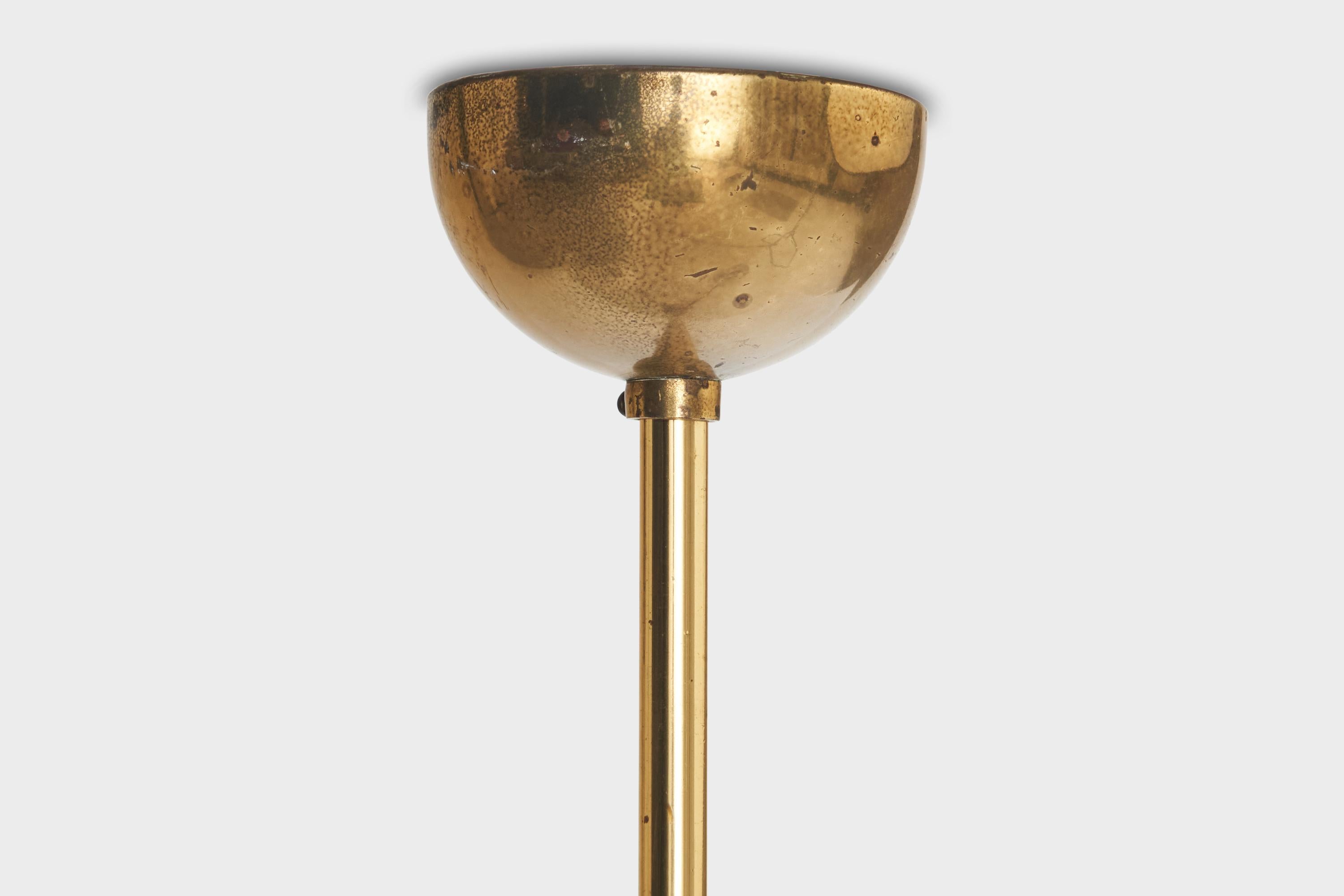 Lampadario di design svedese, ottone, Oak, tessuto, Svezia, anni '40 in vendita 2