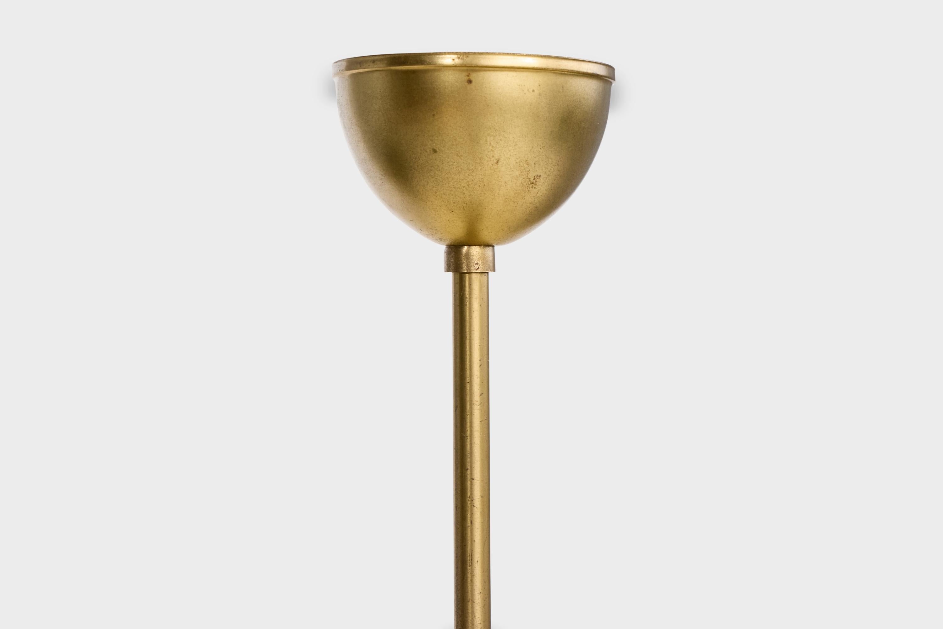 Lampadario di design svedese, ottone, Oak, tessuto, Svezia, anni '1950 in vendita 2