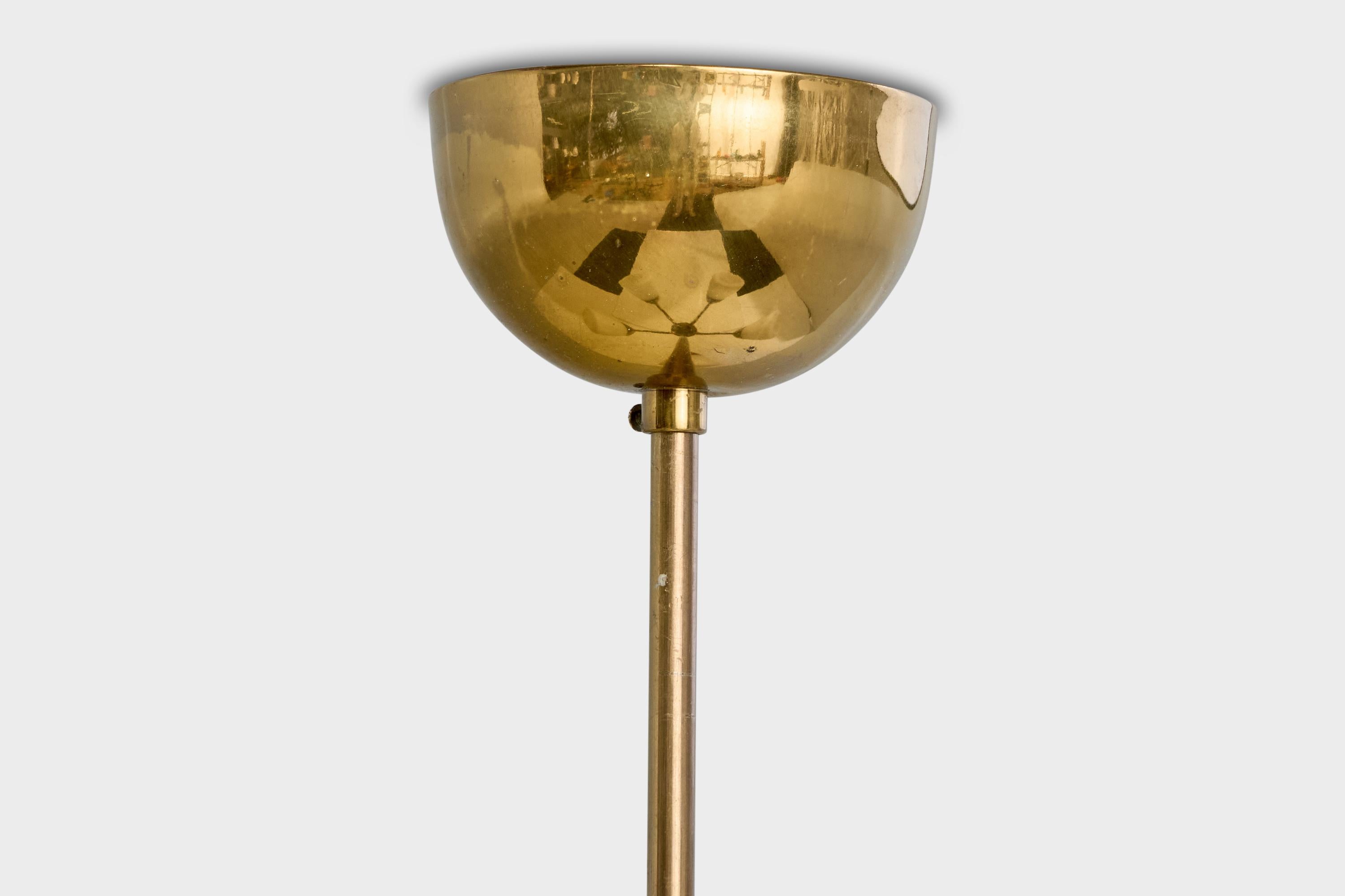 Lampadario di design svedese, ottone, quercia, vetro, Svezia, anni '1950 in vendita 4