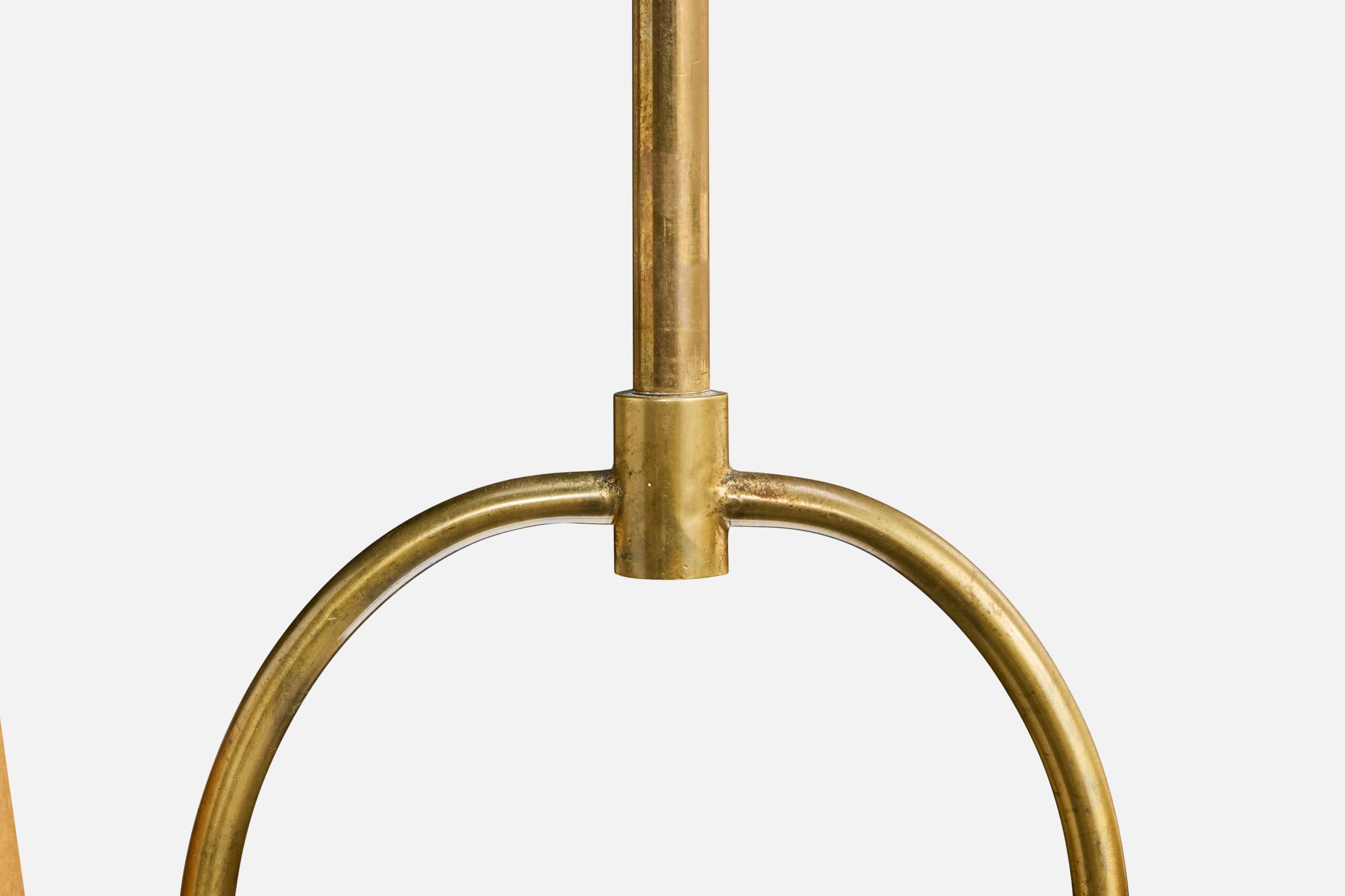 Lampadario di design svedese, ottone, plastica, pergamena, Svezia, anni '50 in vendita 1