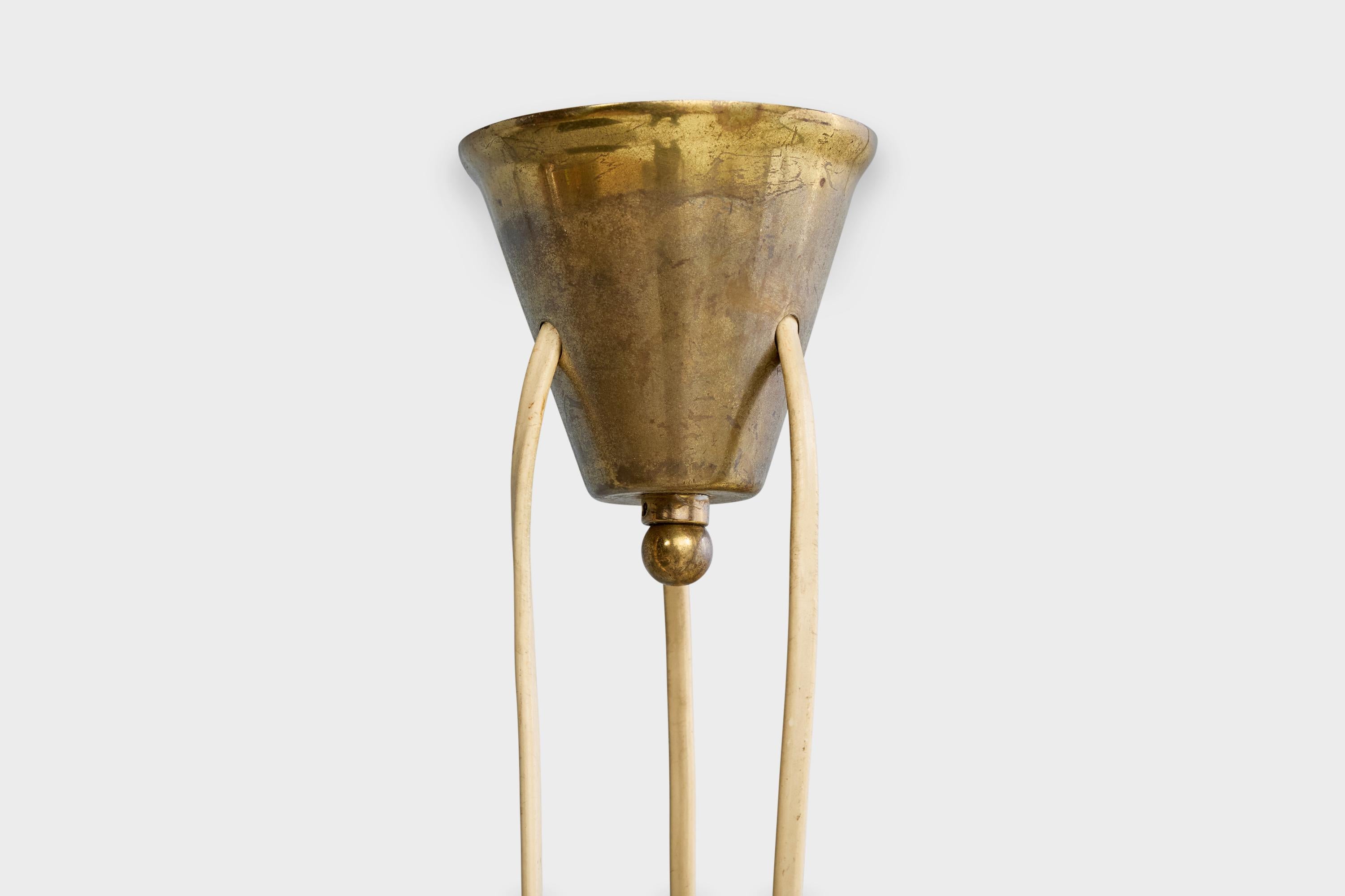 Designer svedese, lampadario, ottone, rattan, Svezia, anni '1940 in vendita 1
