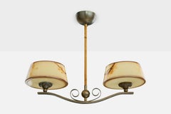 Swedish Designer, Chandelier, Brass, Rope, Glass, Sweden, 1930s