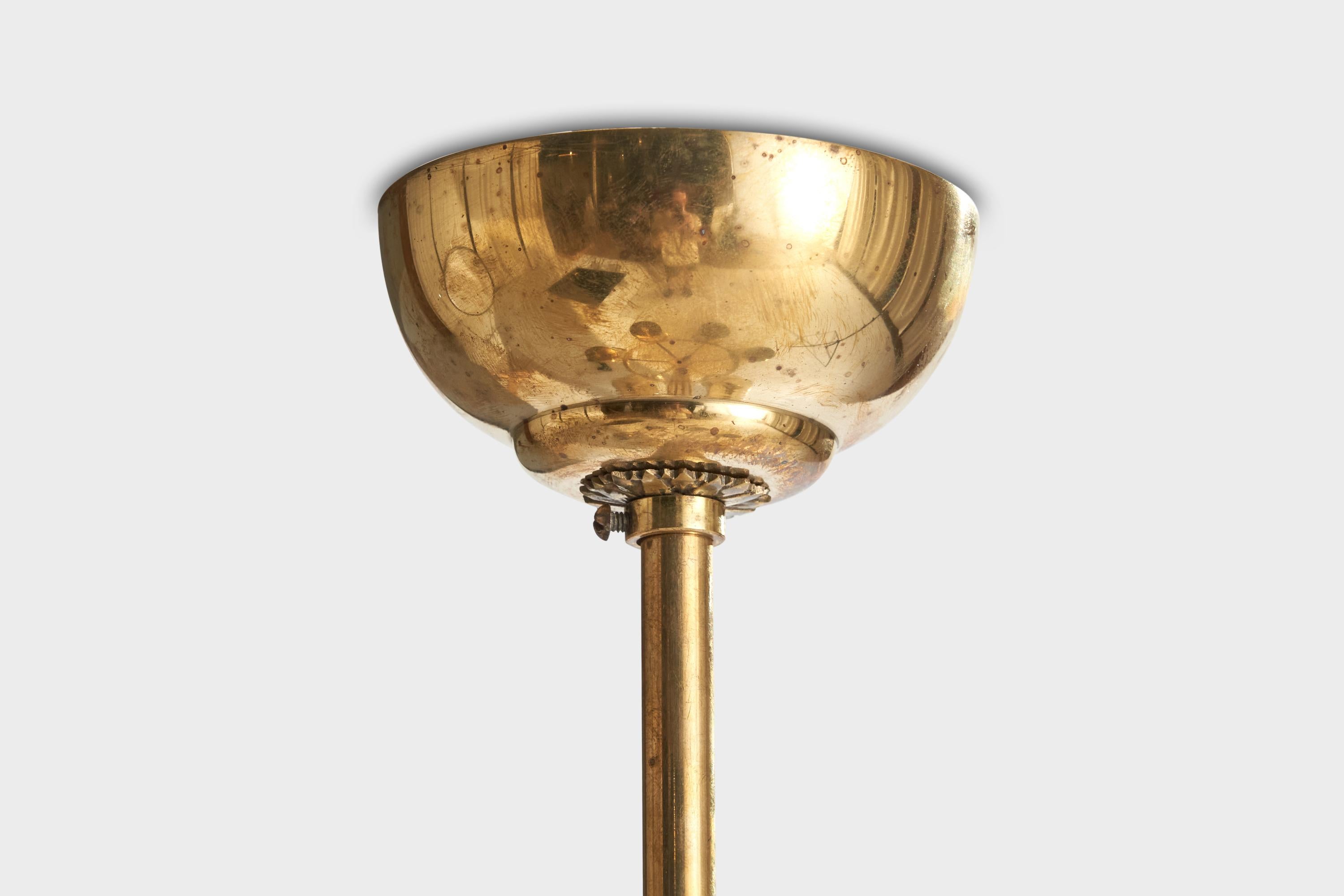 Designer suédois, lustre, laiton, Suède, années 1960 en vente 3