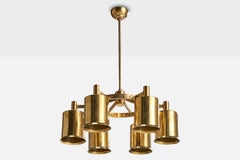 Designer suédois, lustre, laiton, Suède, années 1960