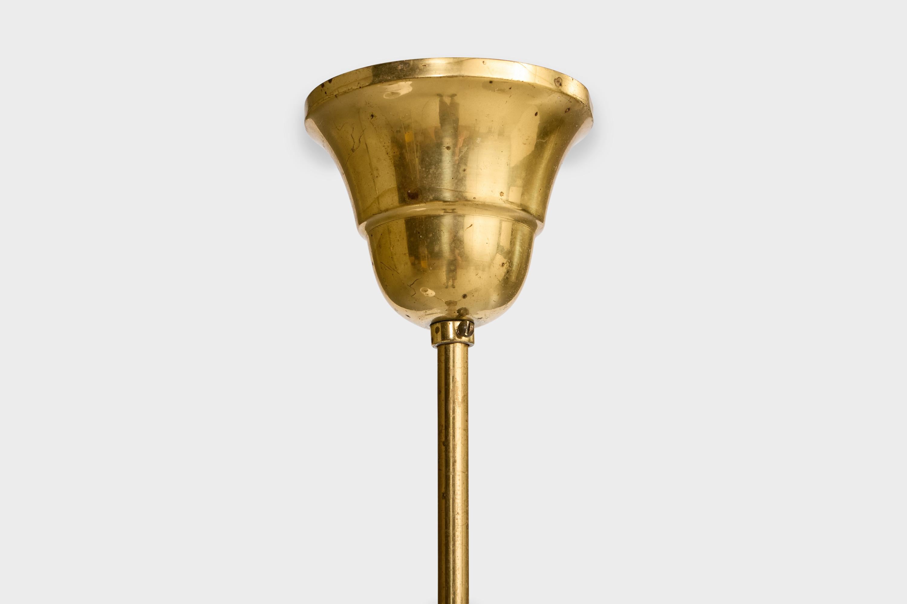 Designer svedese, lampadario, ottone, legno, tessuto, Svezia, anni '1940 in vendita 3