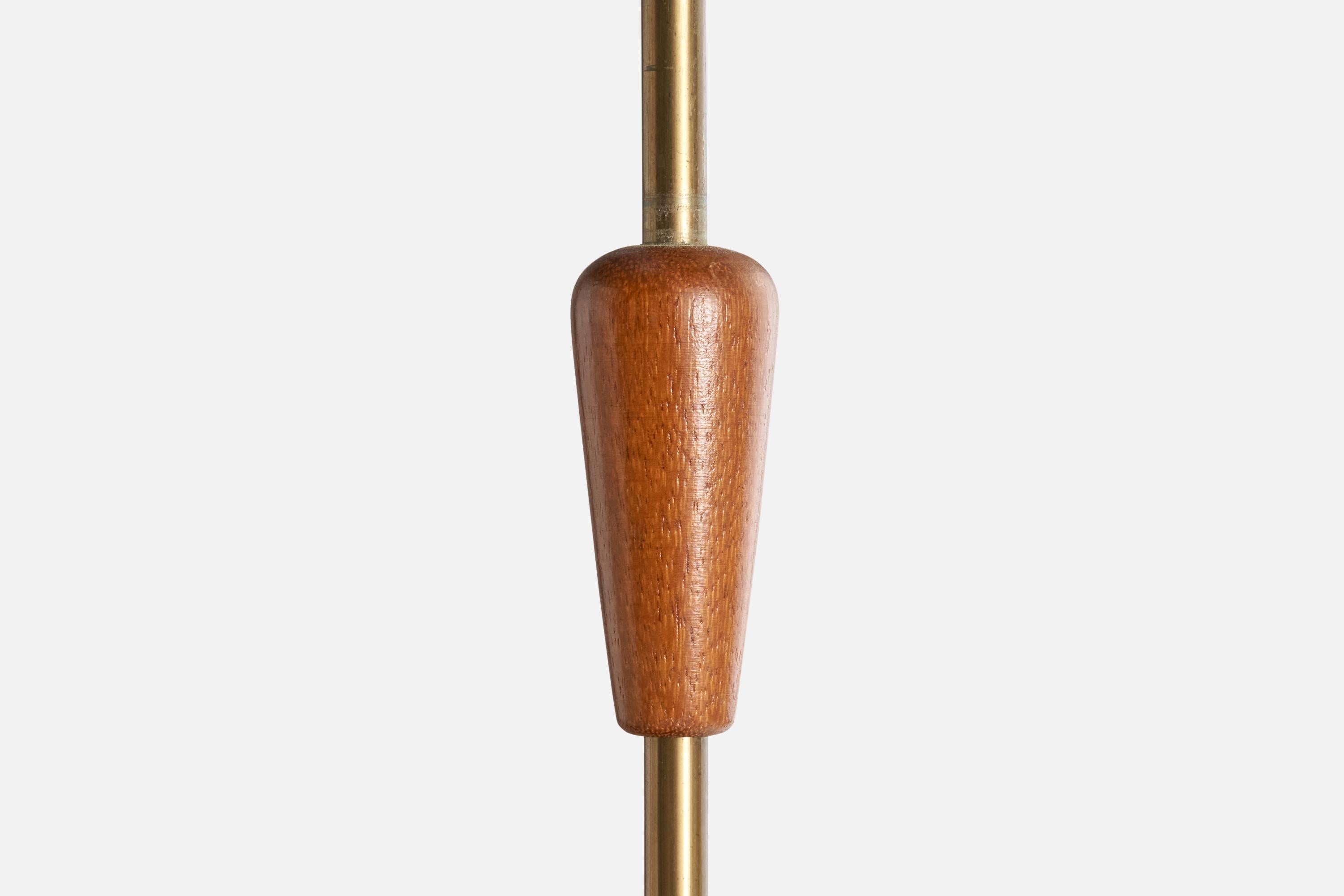Swedish Designer, Chandelier, Brass, Wood, Fabric, Sweden, 1940s For Sale 6