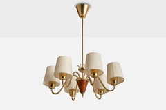 Diseñador sueco, araña, latón, madera, tela, Suecia, años 1940