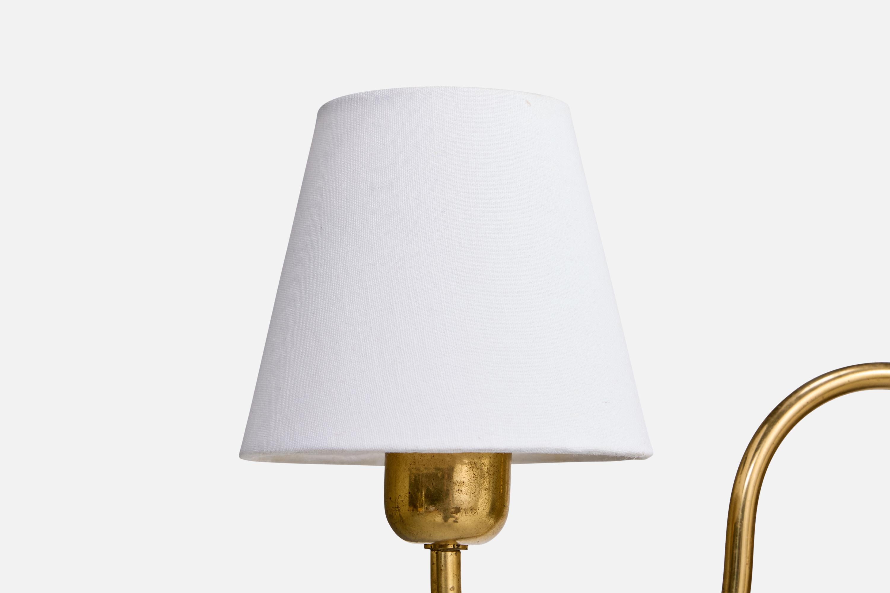Designer svedese, lampadario, ottone, legno, tessuto, Svezia, anni '1940 in vendita 1