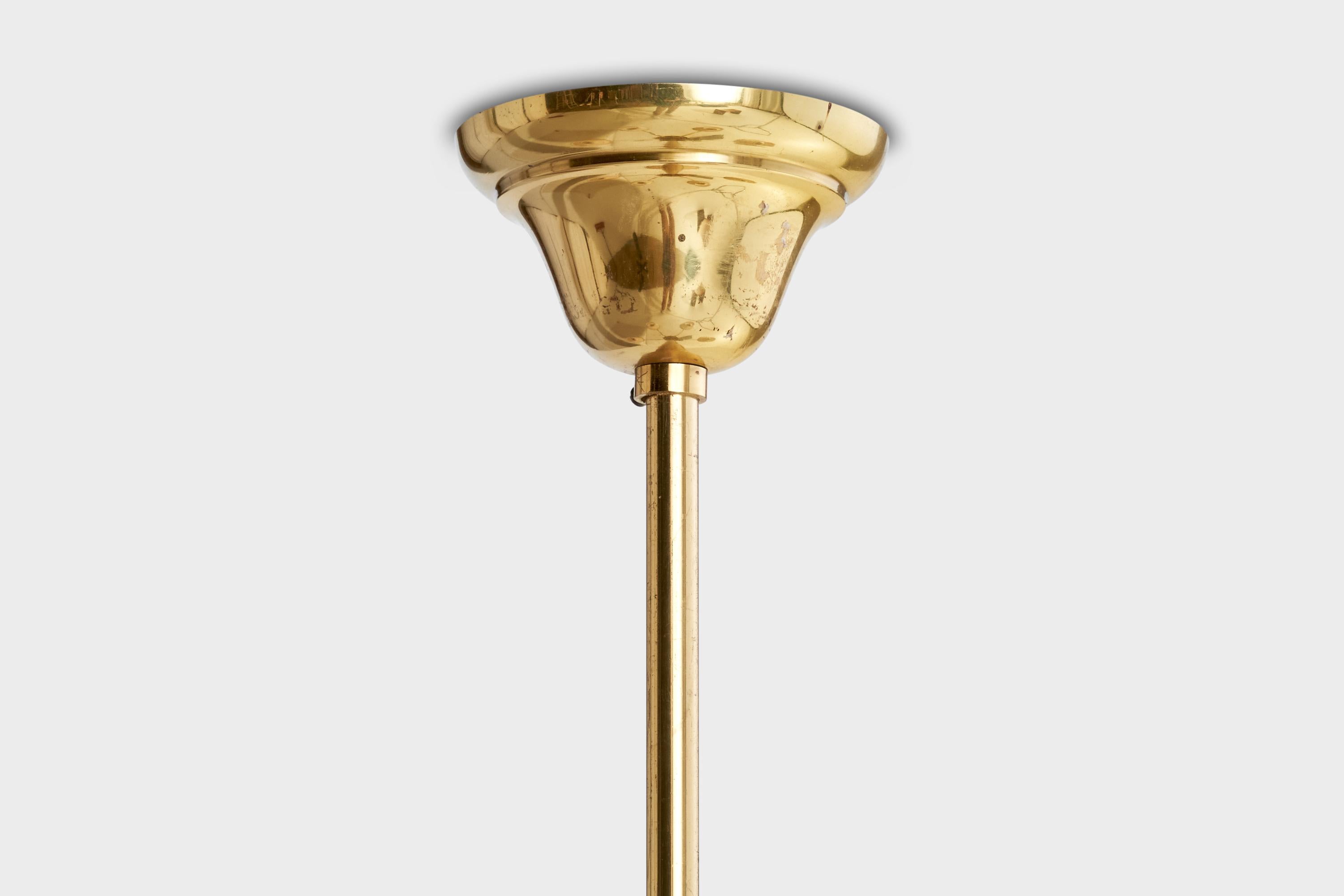 Designer svedese, lampadario, ottone, legno, tessuto, Svezia, anni '1940 in vendita 2