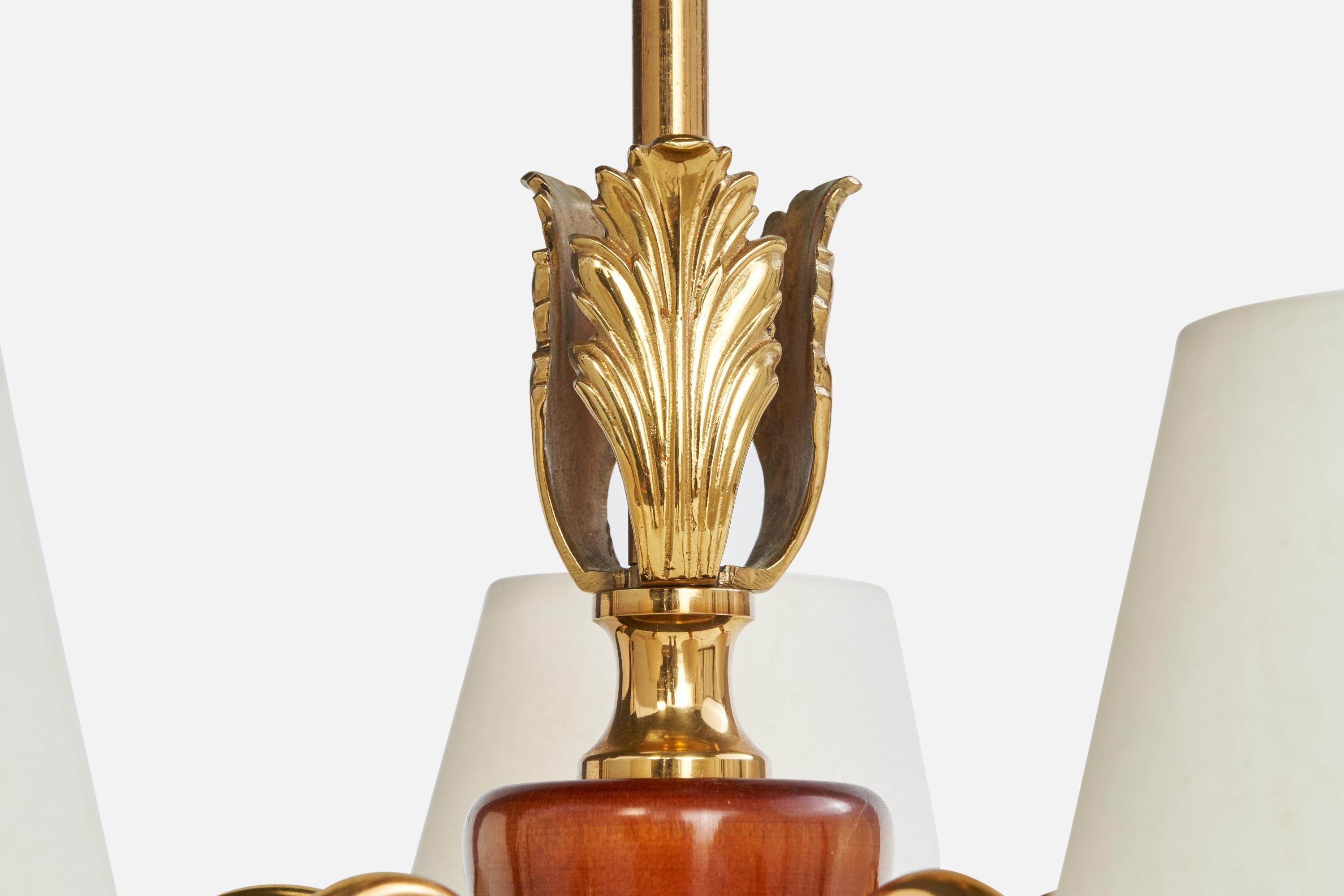 Designer svedese, lampadario, ottone, legno, tessuto, Svezia, anni '1950 in vendita 4