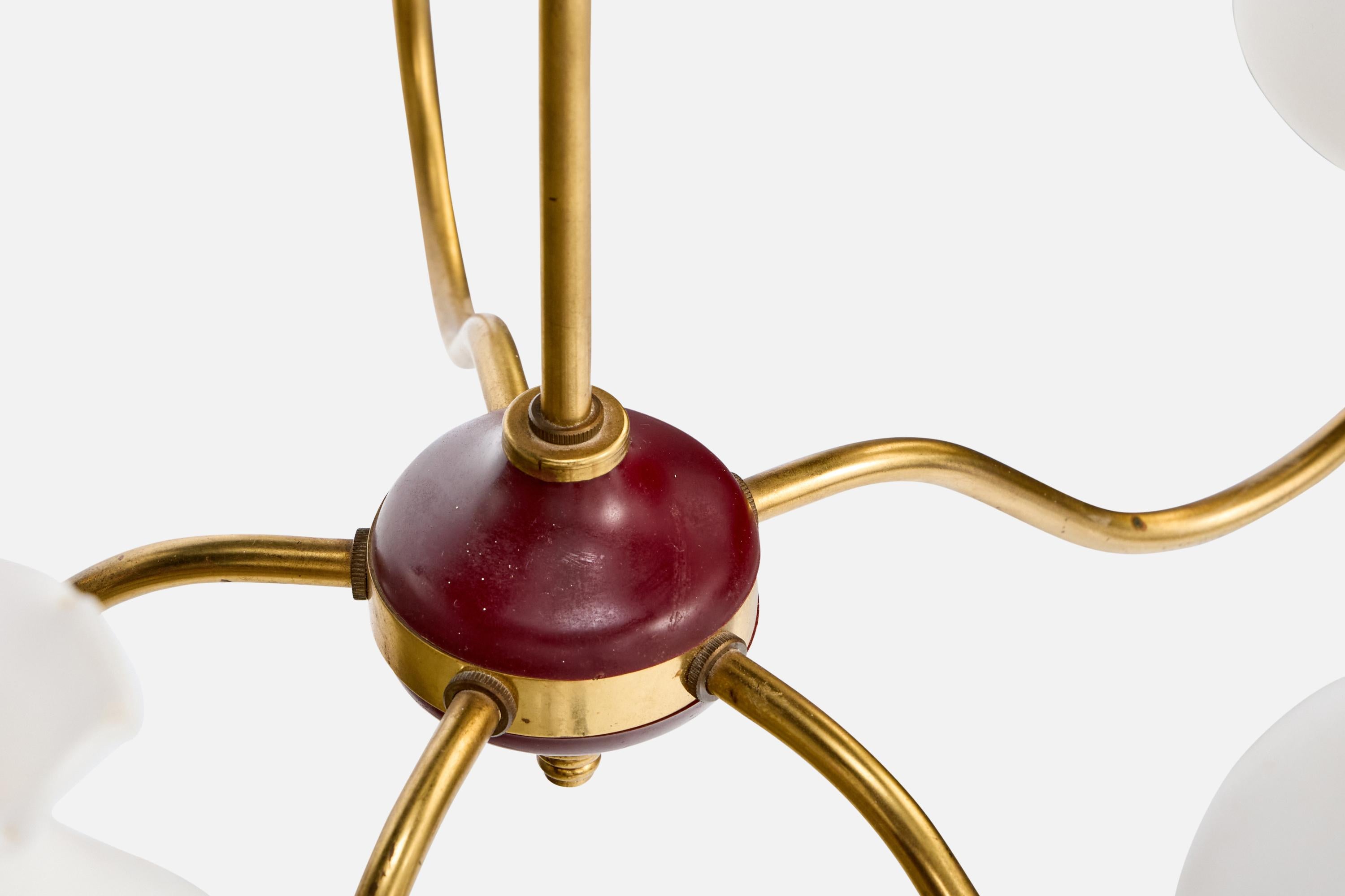 Designer svedese, lampadario, ottone, legno, tessuto, Svezia, anni '1950 in vendita 3