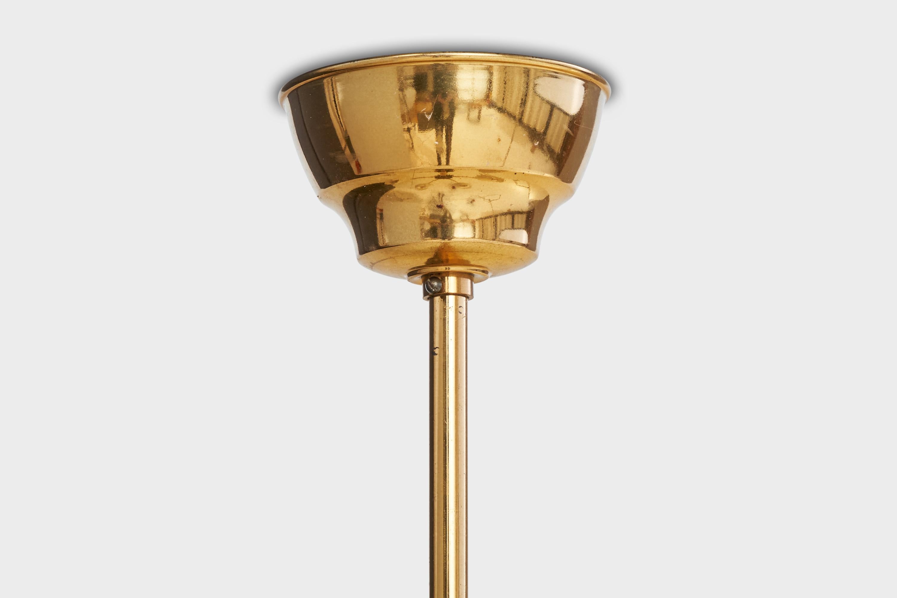 Designer svedese, lampadario, ottone, legno, tessuto, Svezia, anni '1950 in vendita 5