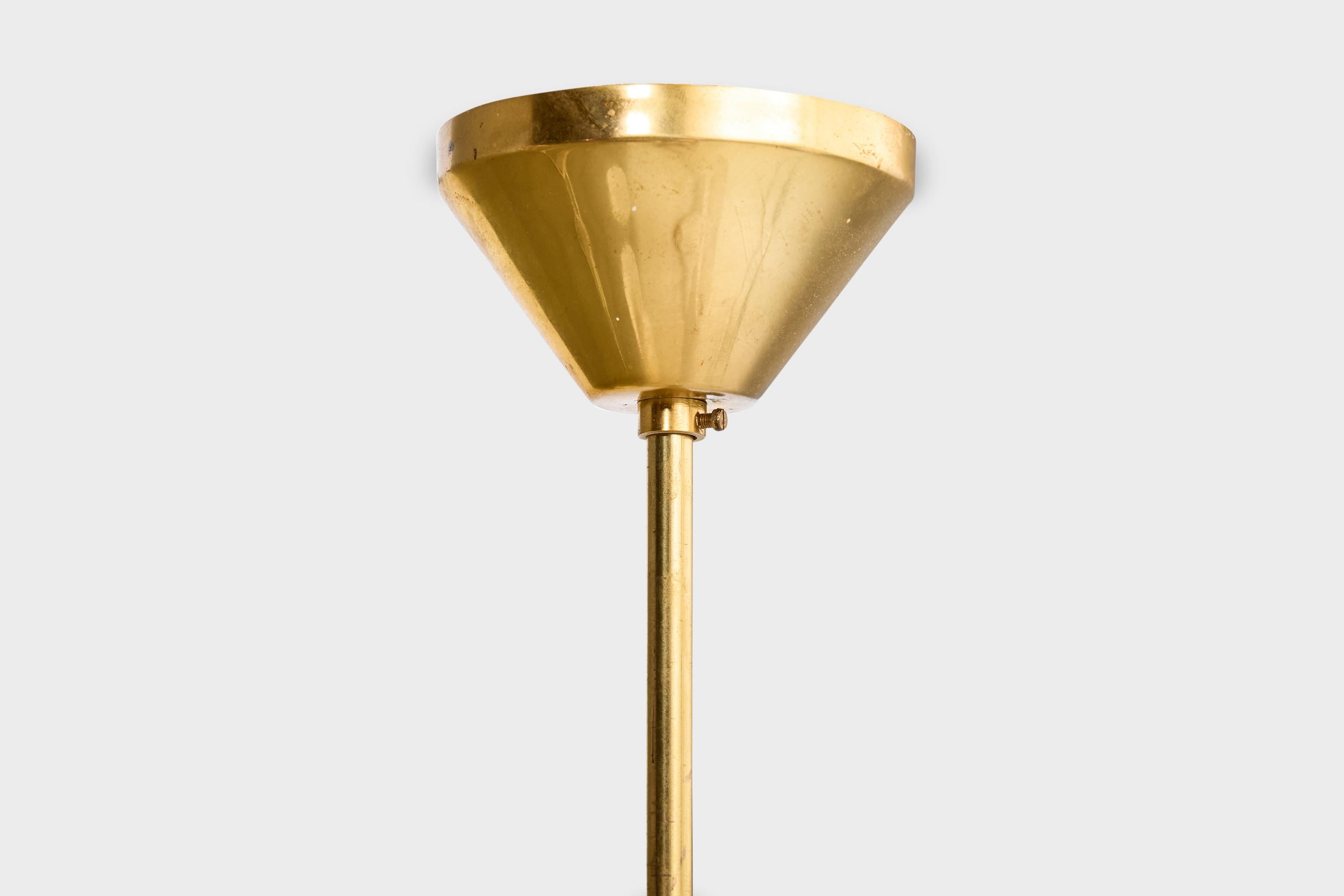 Designer svedese, lampadario, ottone, legno, tessuto, Svezia, anni '1950 in vendita 5