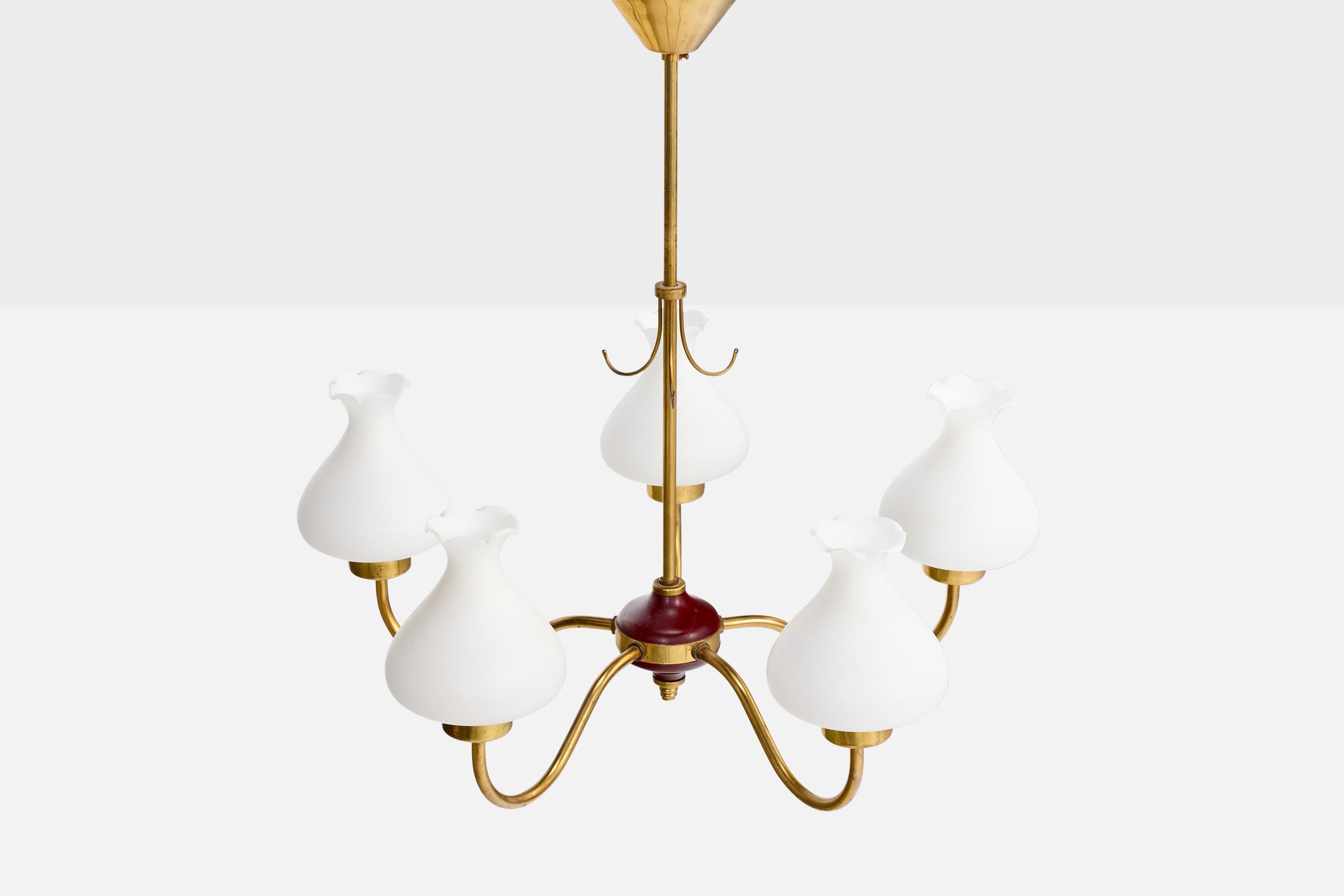 Svedese Designer svedese, lampadario, ottone, legno, tessuto, Svezia, anni '1950 in vendita