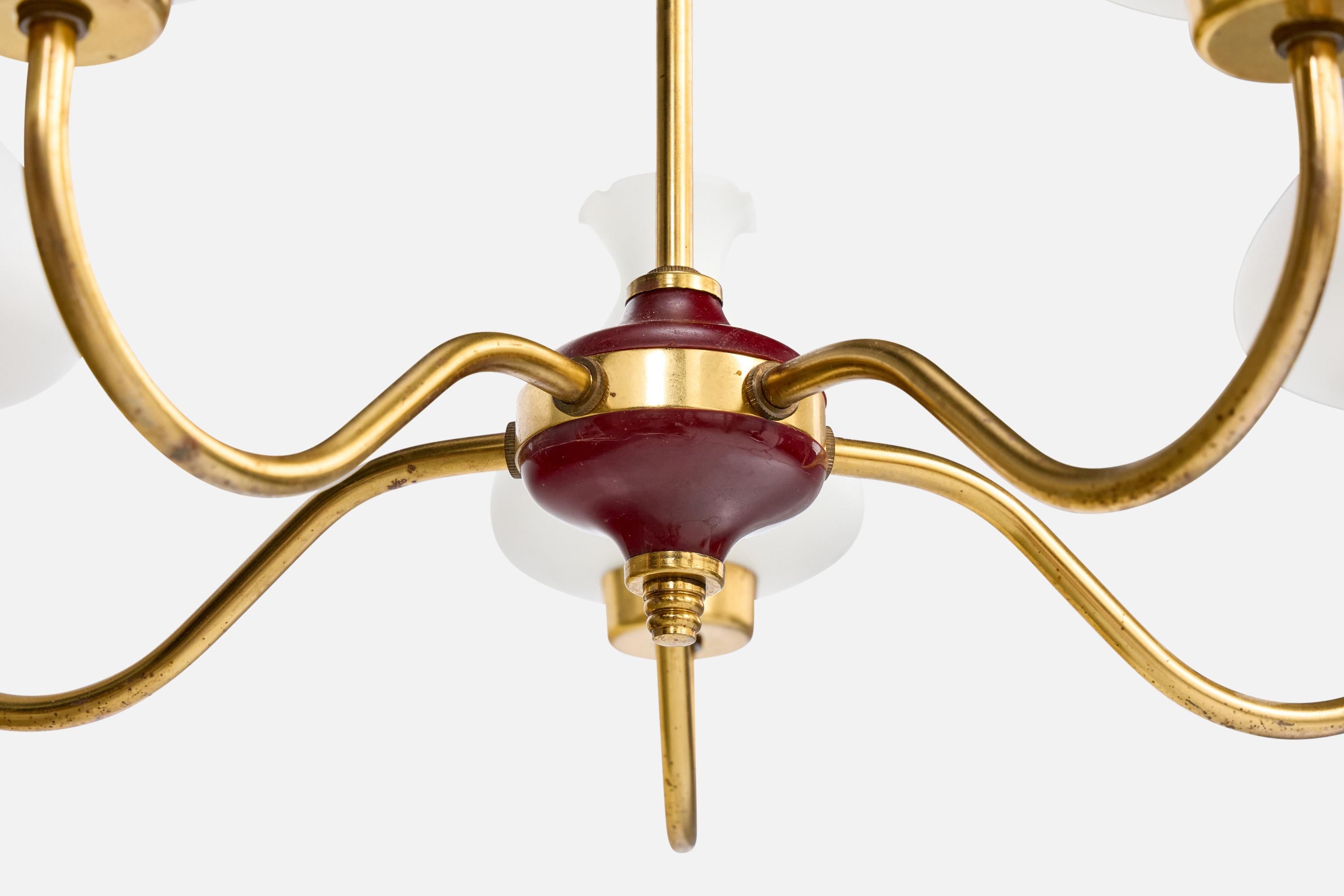 Designer svedese, lampadario, ottone, legno, tessuto, Svezia, anni '1950 in vendita 1