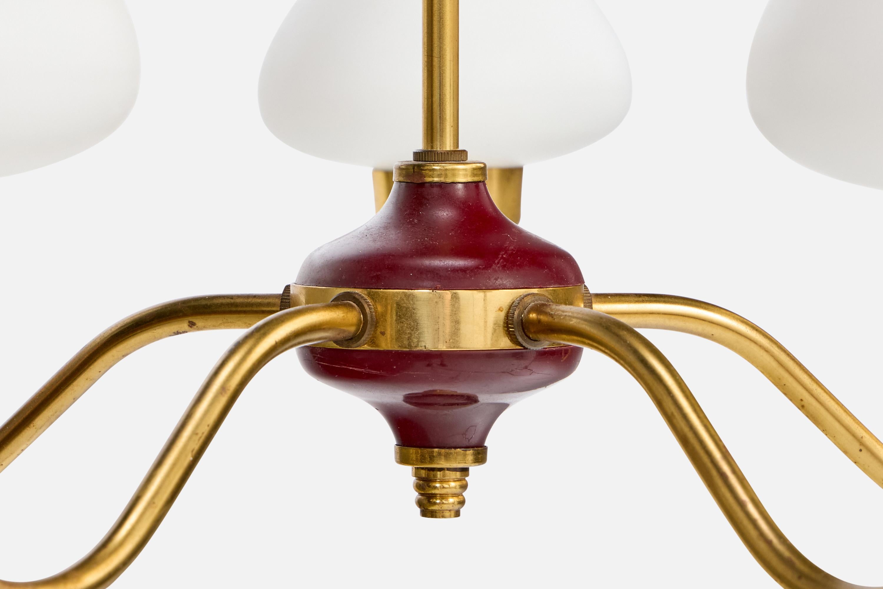 Designer svedese, lampadario, ottone, legno, tessuto, Svezia, anni '1950 in vendita 2