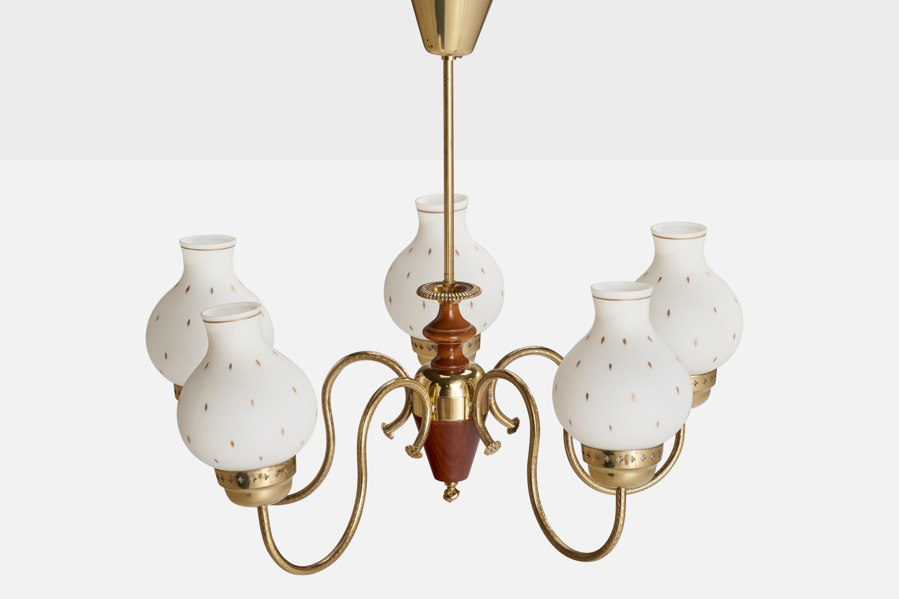 Diseñador sueco, araña, latón, madera, cristal, Suecia, años 1940 Sueco en venta