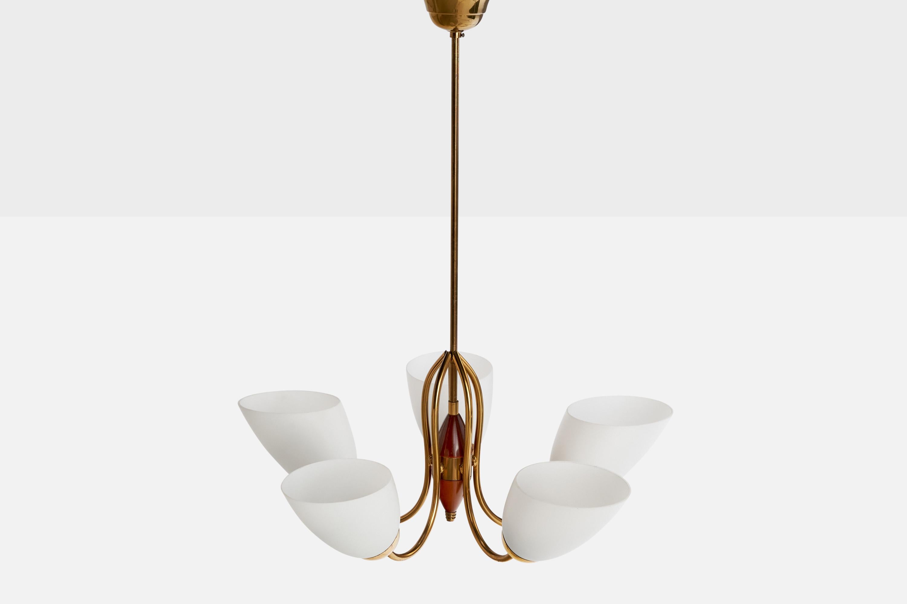Diseñador sueco, araña, latón, madera, cristal, Suecia, años 1940 Sueco en venta