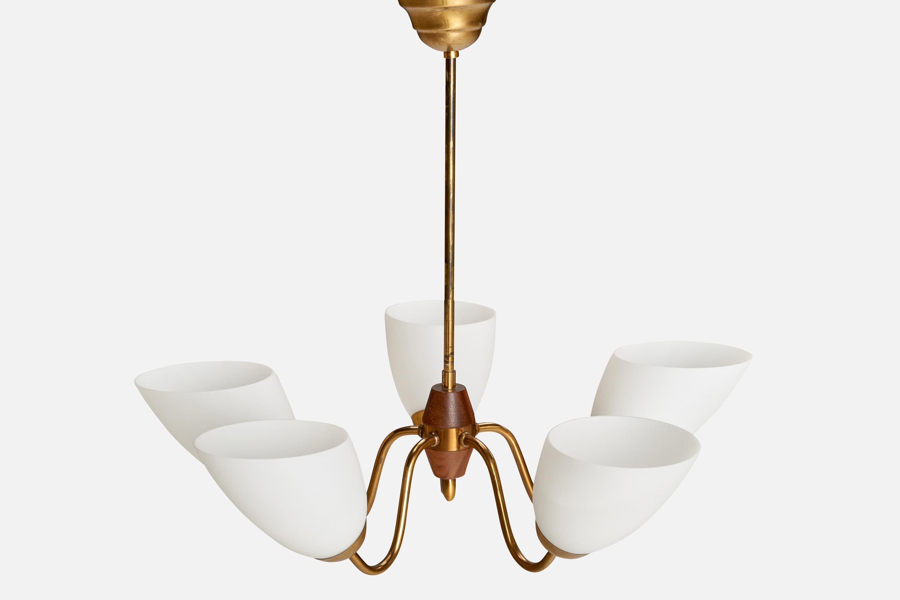 Diseñador sueco, araña, latón, madera, cristal, Suecia, años 1950 Sueco en venta