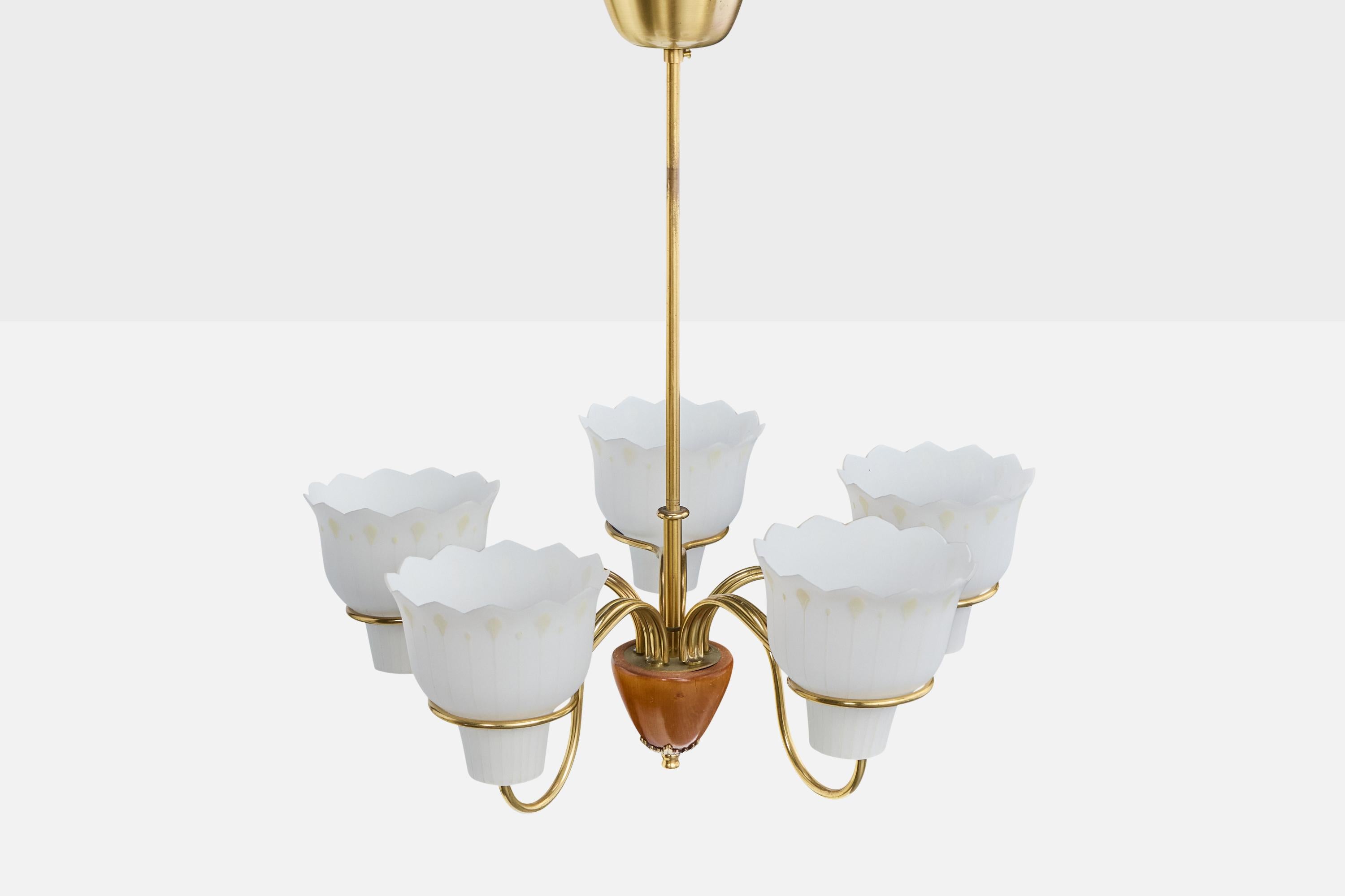 Diseñador sueco, araña, latón, madera, cristal, Suecia, años 1950 Sueco en venta