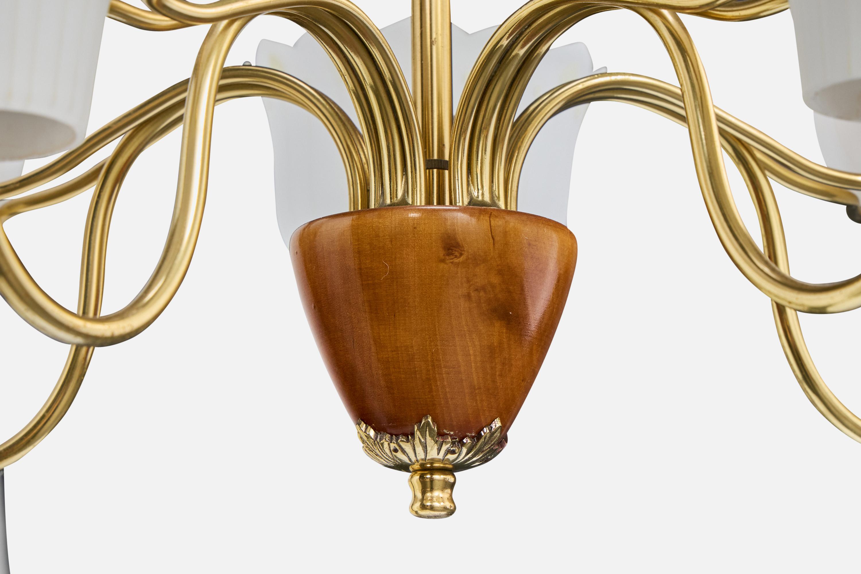 Diseñador sueco, araña, latón, madera, cristal, Suecia, años 1950 Latón en venta