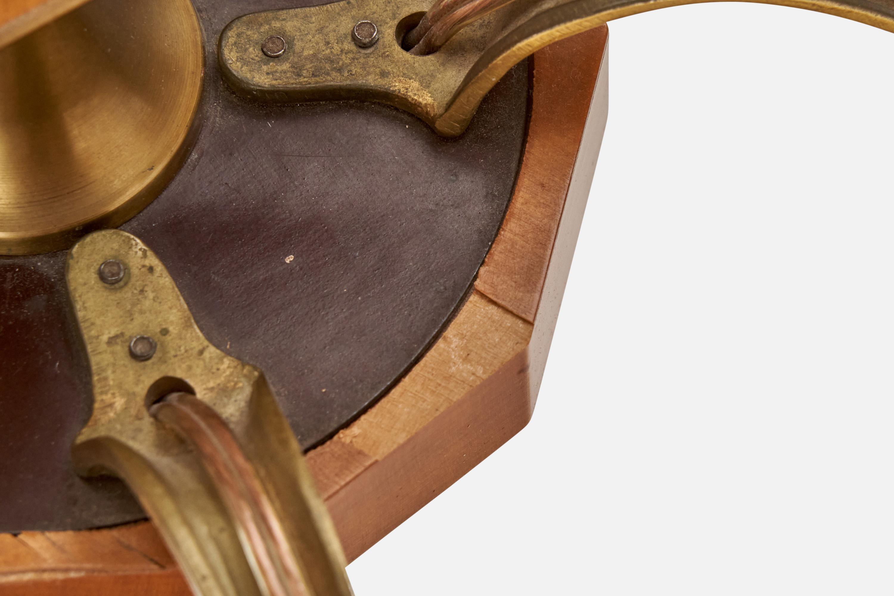 Schwedischer Designer, Kronleuchter, Messing, Holz, Papier, Stoff, Schweden, 1930er Jahre im Angebot 8