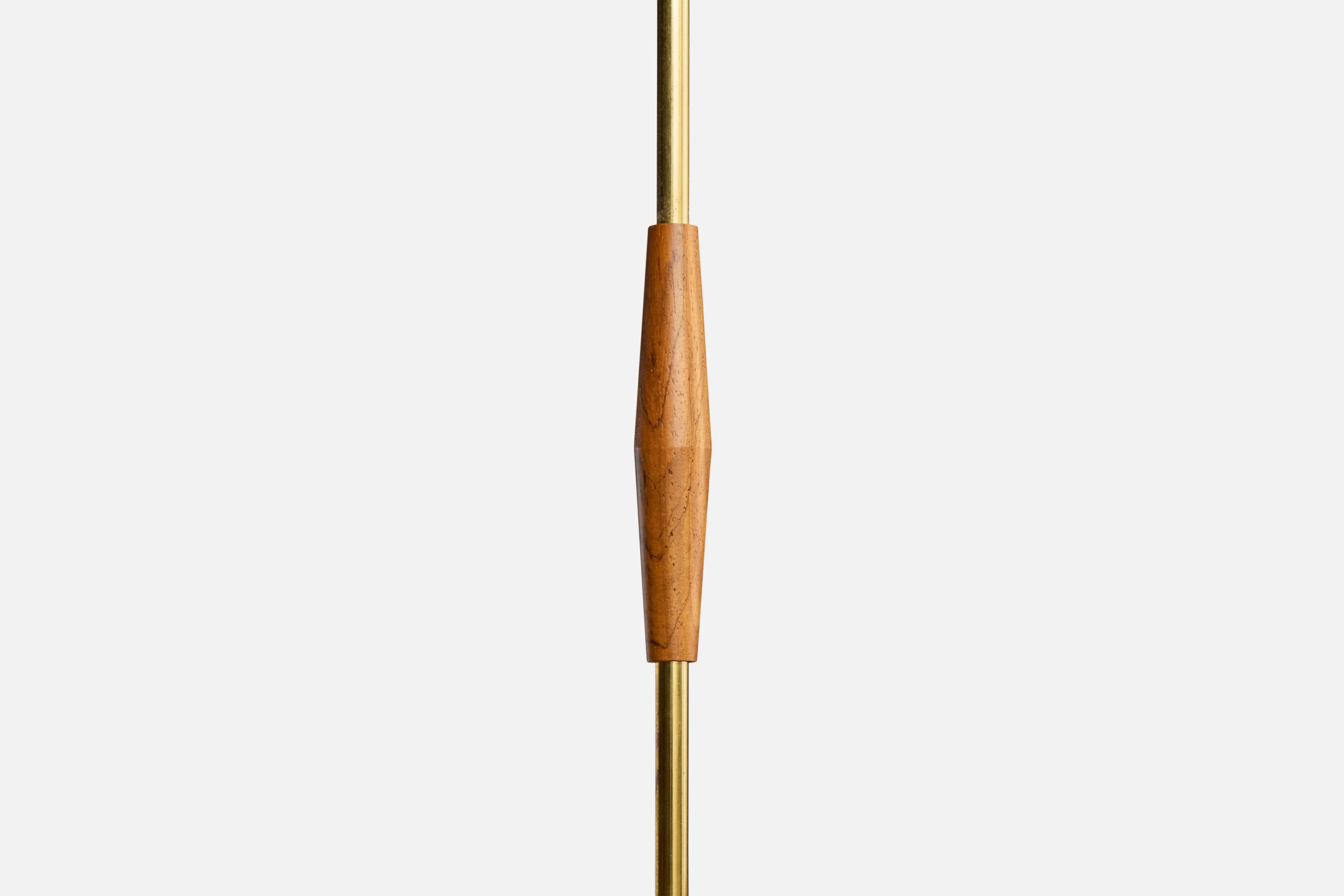 Designer suédois, lustre, laiton, bois, rotin, Suède, années 1950 en vente 4