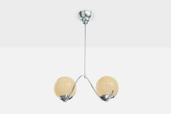 Swedish Designer, Chandelier, Chrome, Glass, Sweden, 1930s