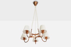 Swedish Designer, Chandelier, Copper, Fabric, Sweden, 1940s