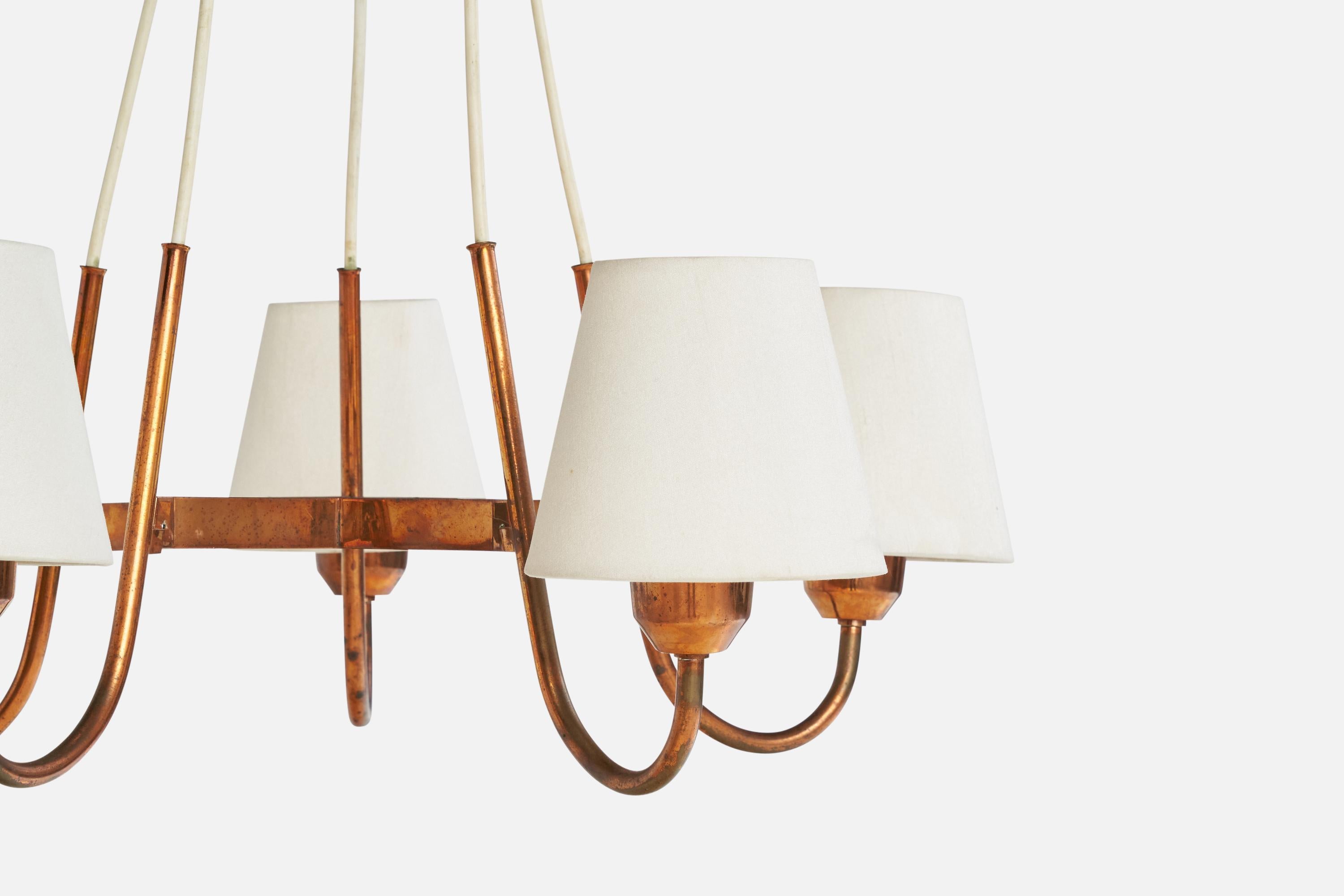 Designer svedese, lampadario, rame, tessuto, Svezia, anni '40 In condizioni buone in vendita a High Point, NC