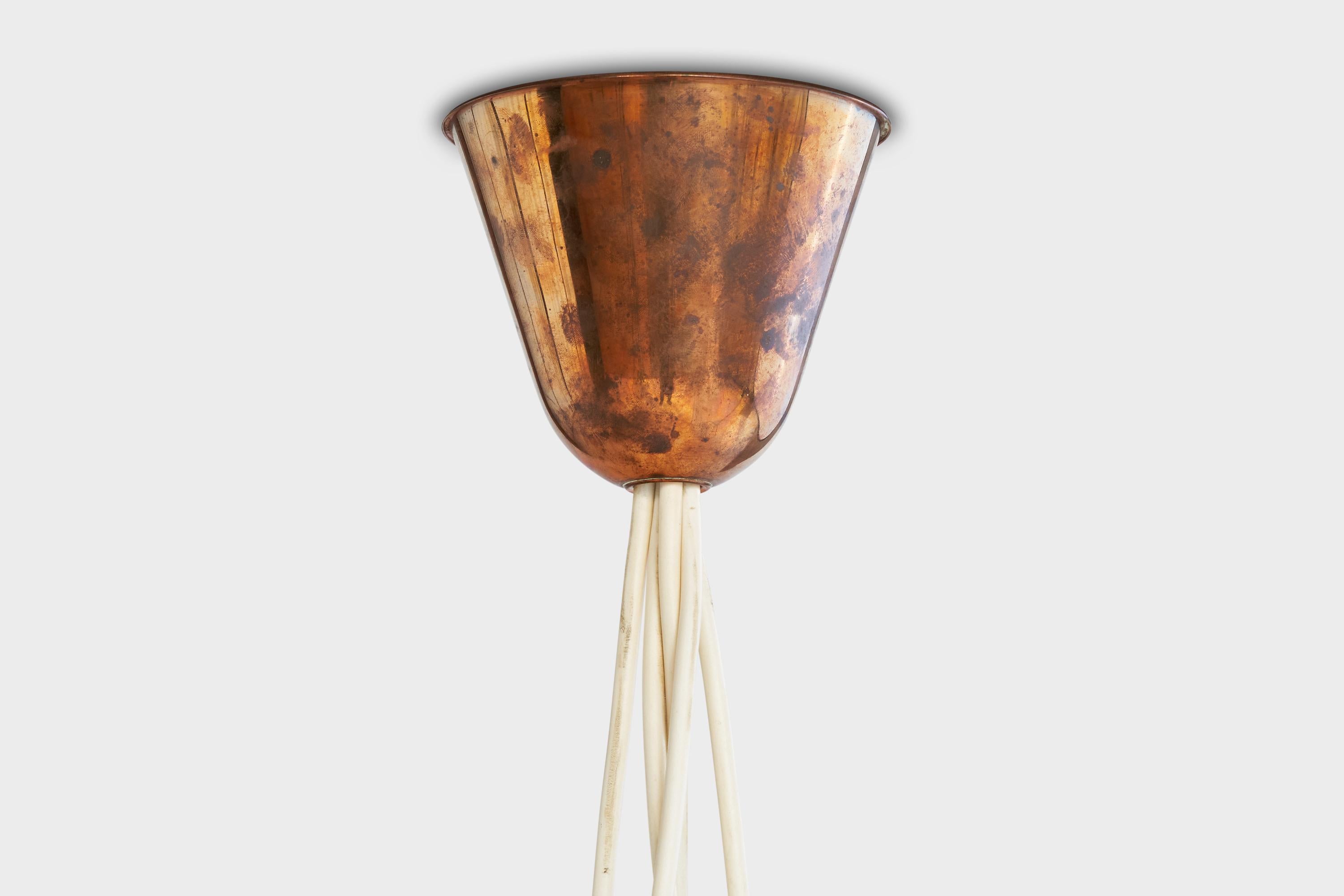 Rame Designer svedese, lampadario, rame, tessuto, Svezia, anni '40 in vendita