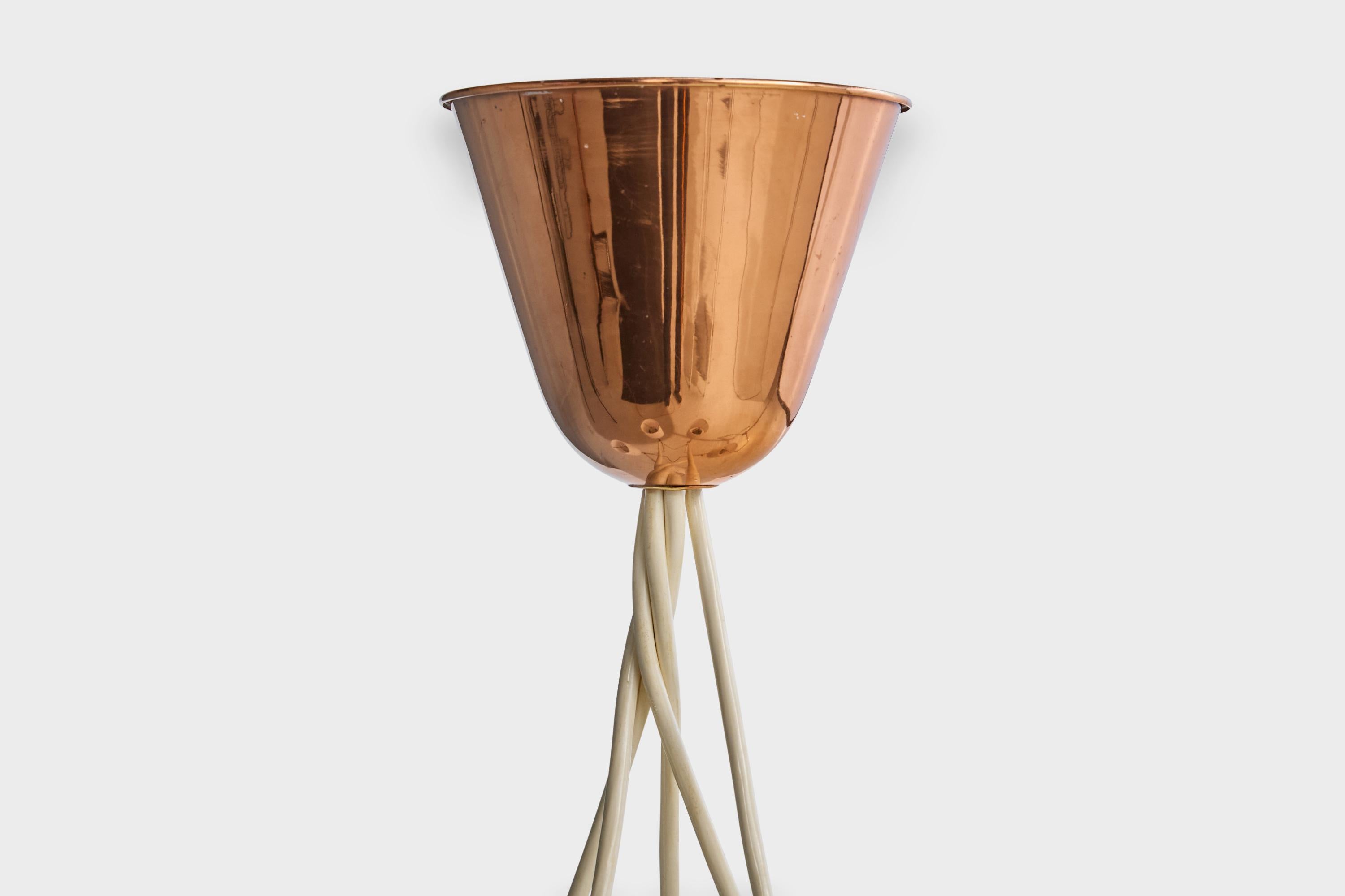 Swedish Designer, Chandelier, Copper, Fabric, Sweden, 1940s en venta 1