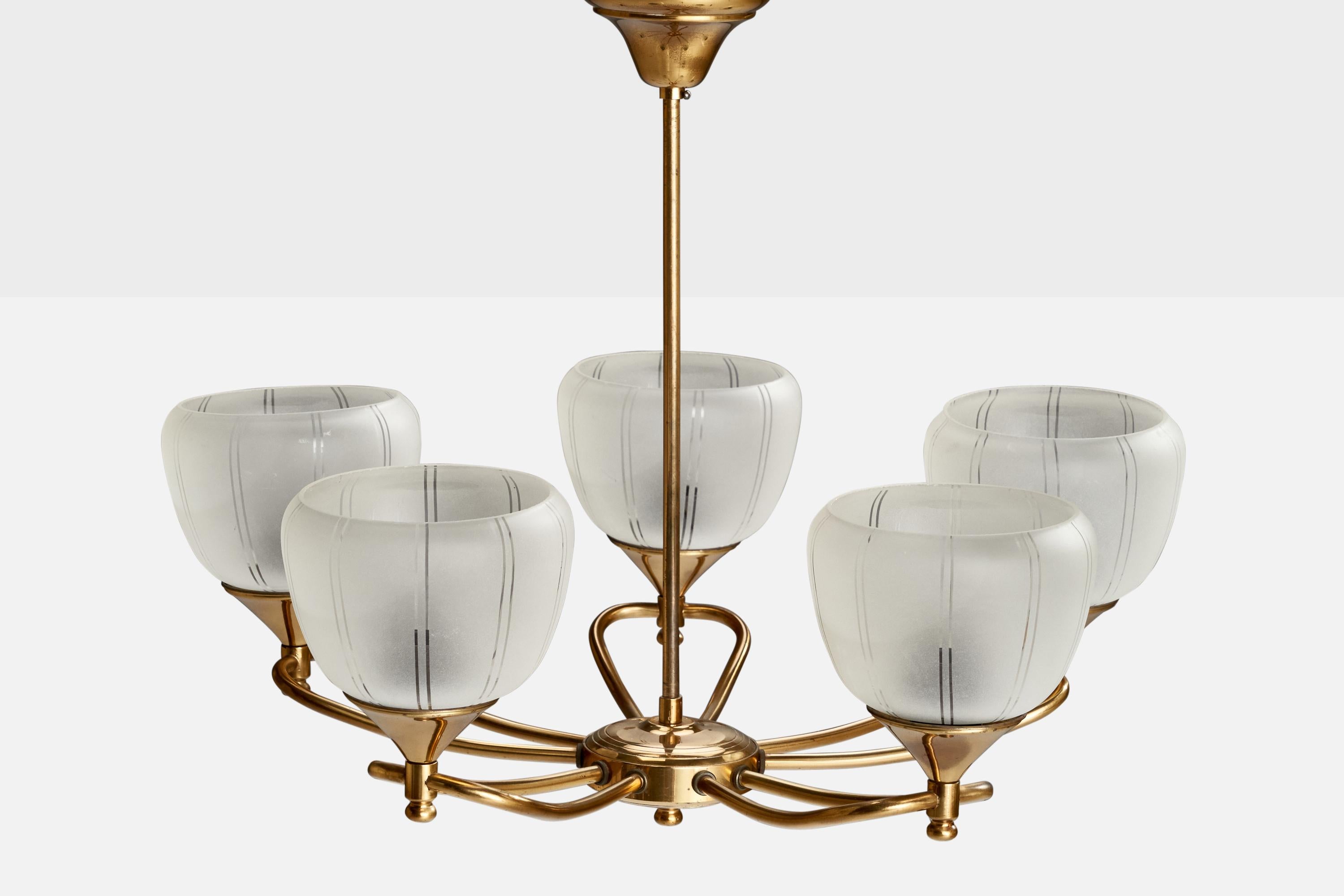 Swedish Designer, Chandelier, Glass, Sweden, 1950s In Good Condition For Sale In High Point, NC