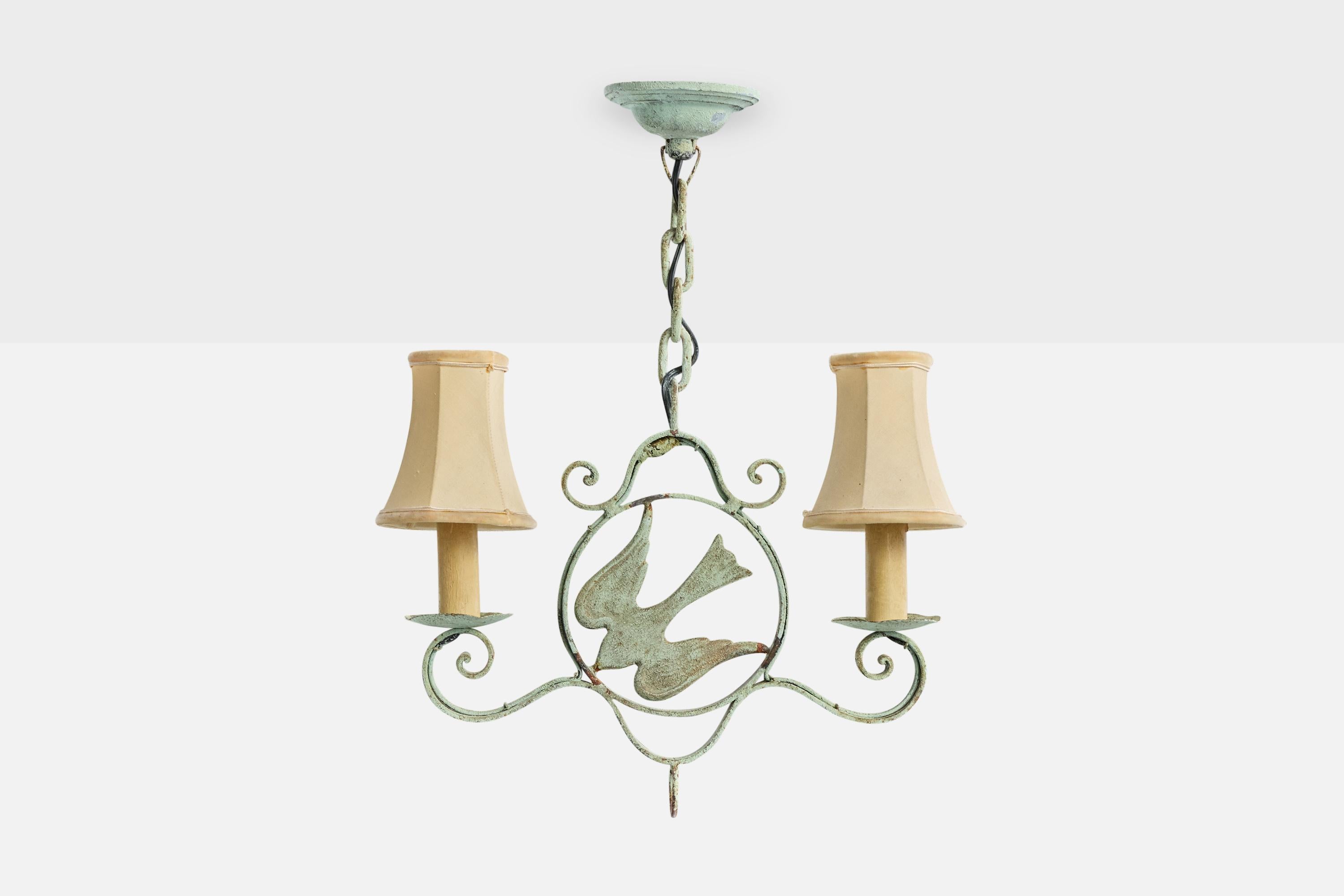 Scandinave moderne Designer suédois, lustre, fer, bakélite, tissu, Suède, années 1930 en vente