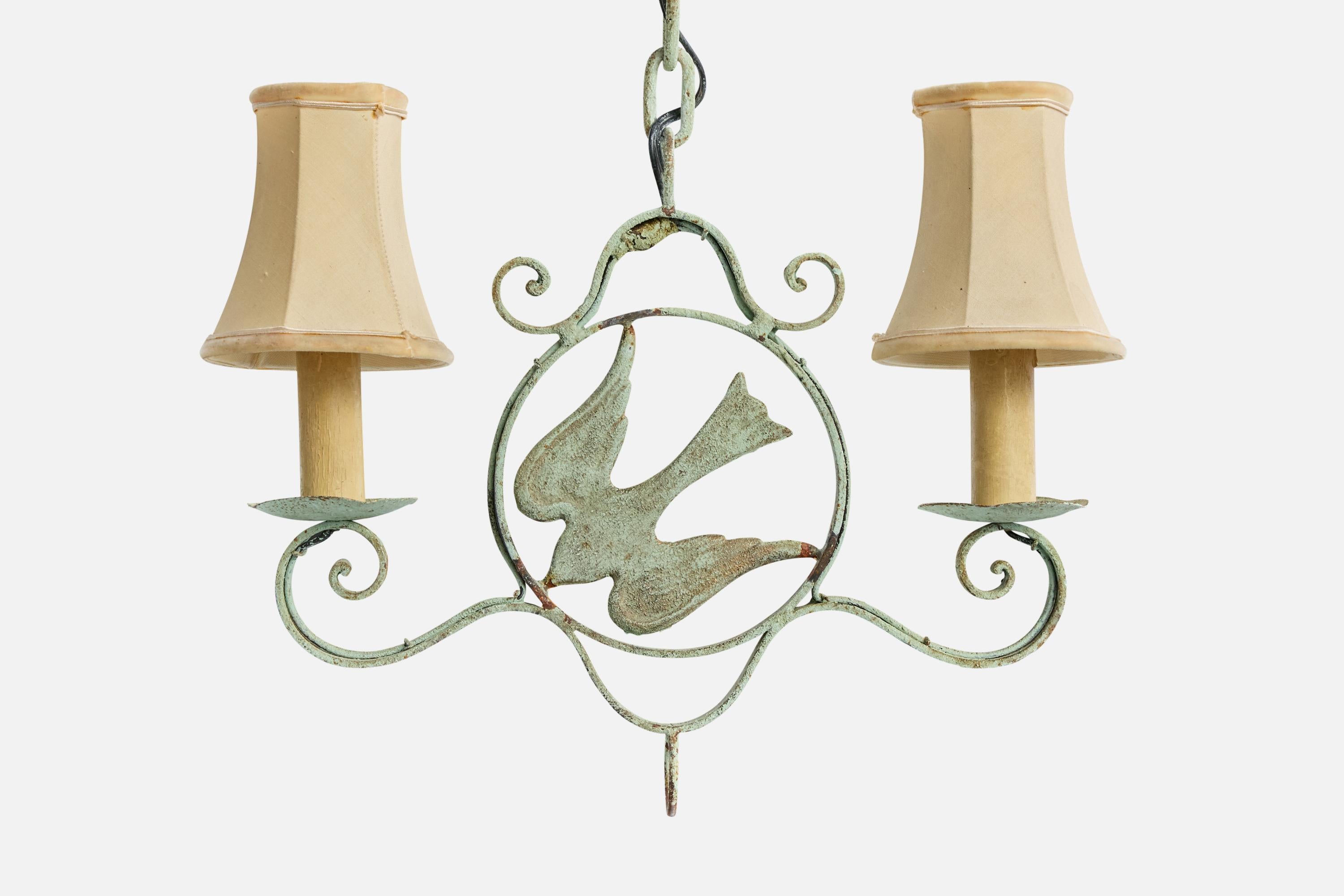 Designer suédois, lustre, fer, bakélite, tissu, Suède, années 1930 Bon état - En vente à High Point, NC