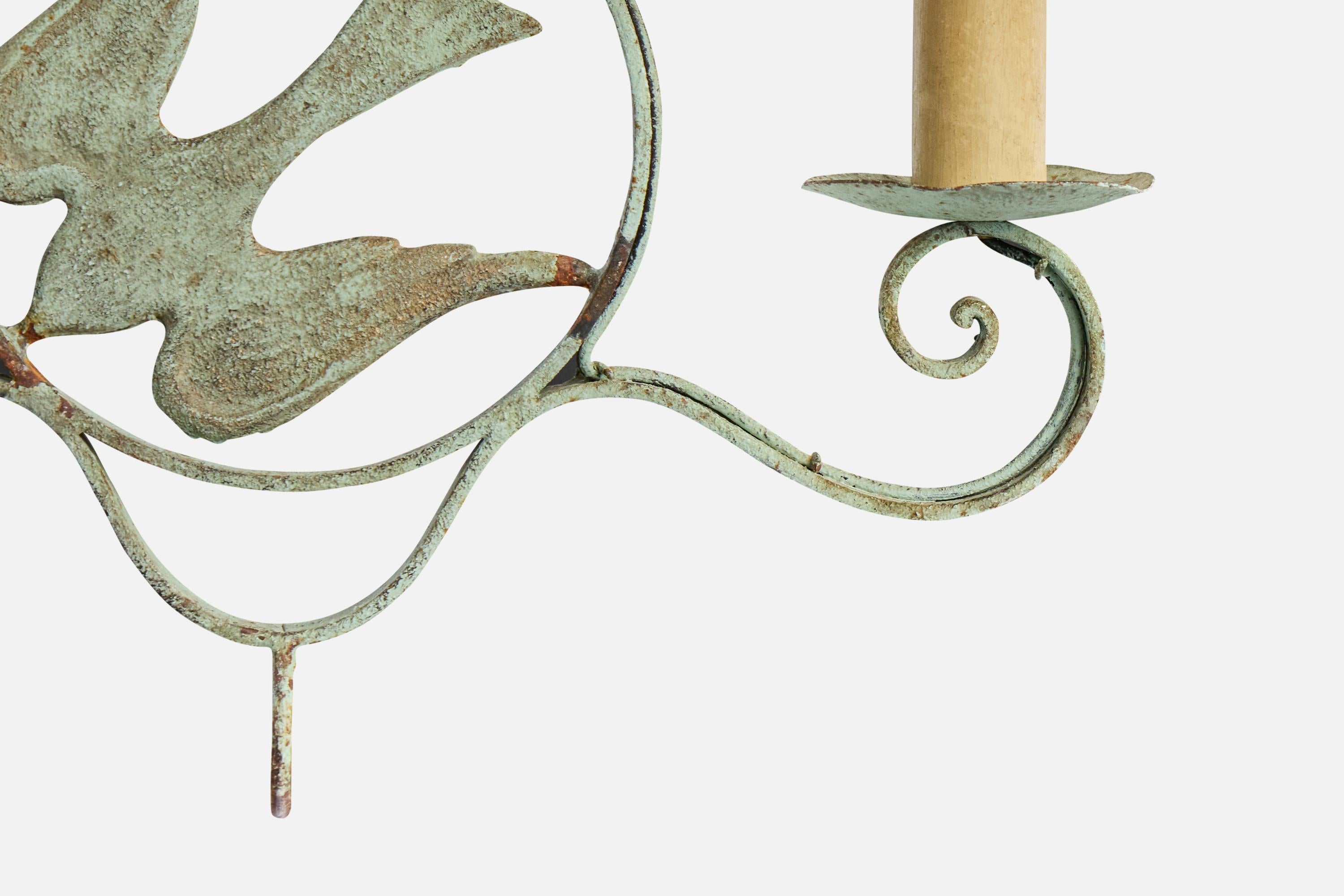 Milieu du XXe siècle Designer suédois, lustre, fer, bakélite, tissu, Suède, années 1930 en vente