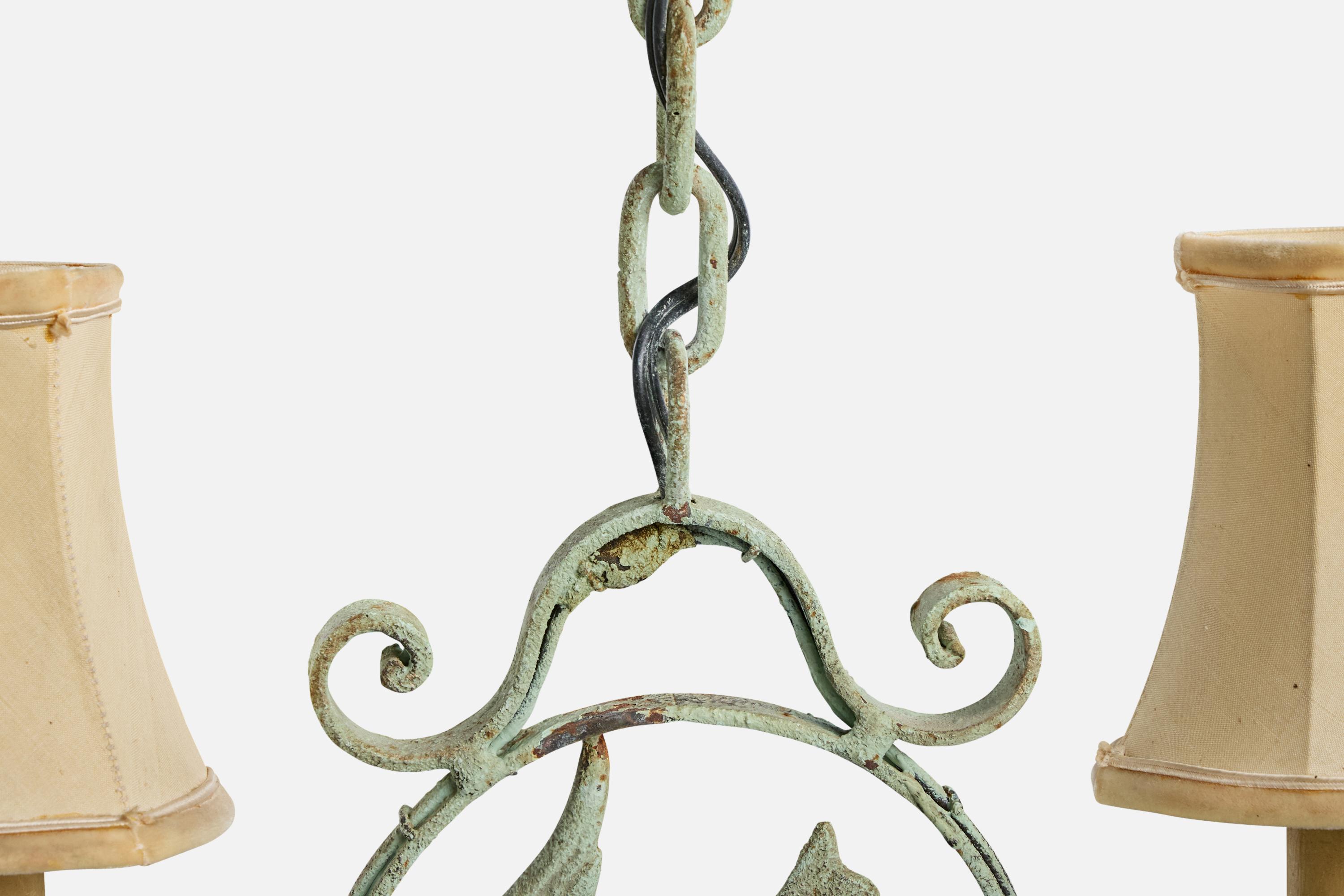 Designer suédois, lustre, fer, bakélite, tissu, Suède, années 1930 en vente 2