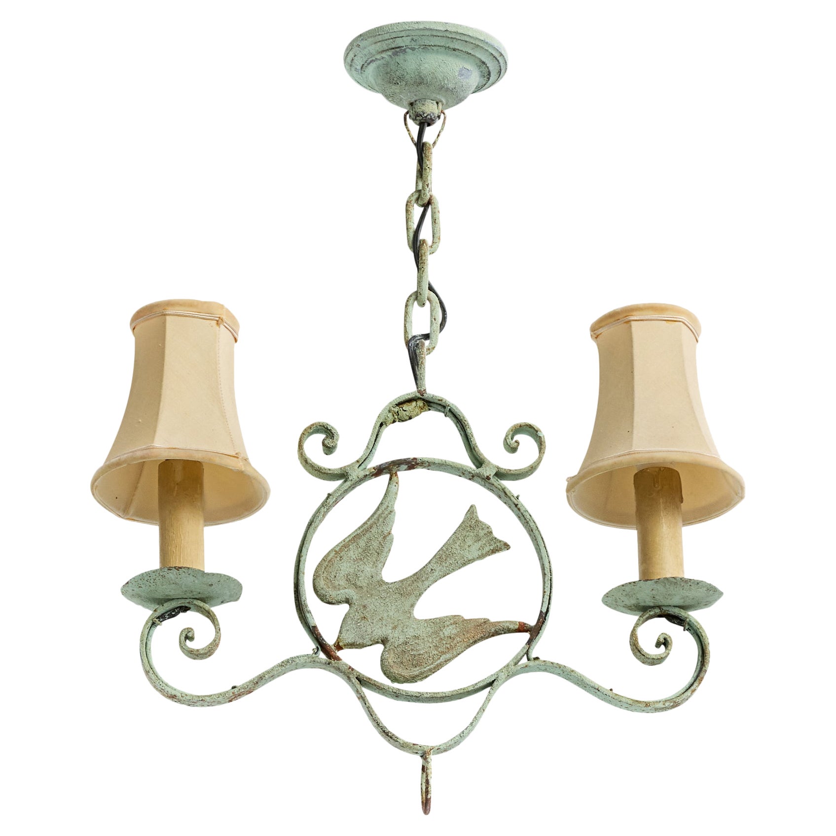 Designer suédois, lustre, fer, bakélite, tissu, Suède, années 1930