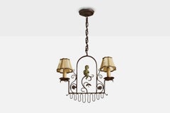 Swedish Designer, Chandelier, Iron, Bakelite, Fabric, Sweden, 1940s