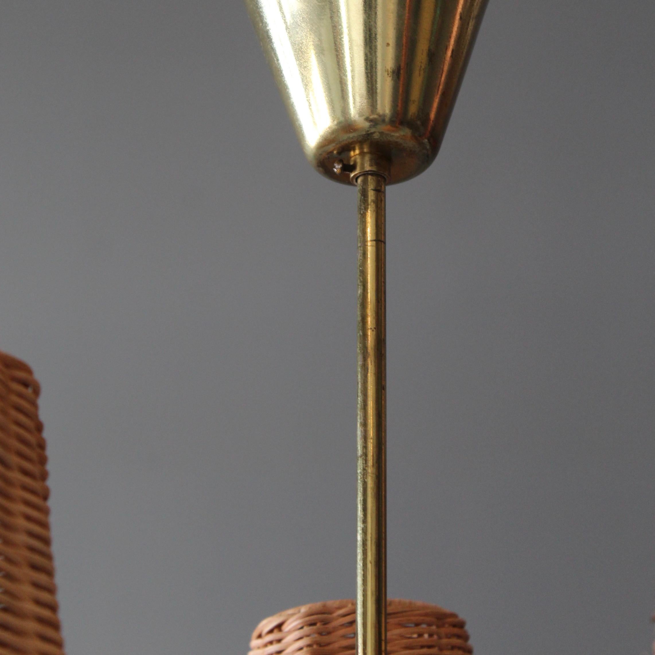 Swedish Designer, Chandelier Light, Brass, Sweden, C. 1950s 2