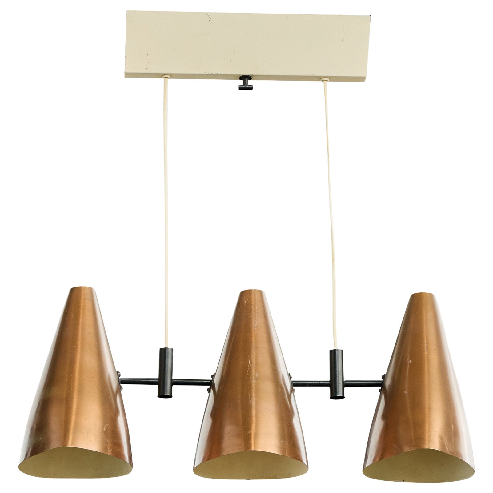 Swedish Designer, Chandelier, Metal, Copper, Sweden, 1950s For Sale