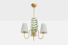 Swedish Designer, Chandelier, Metal, Fabric, Sweden, 1950s