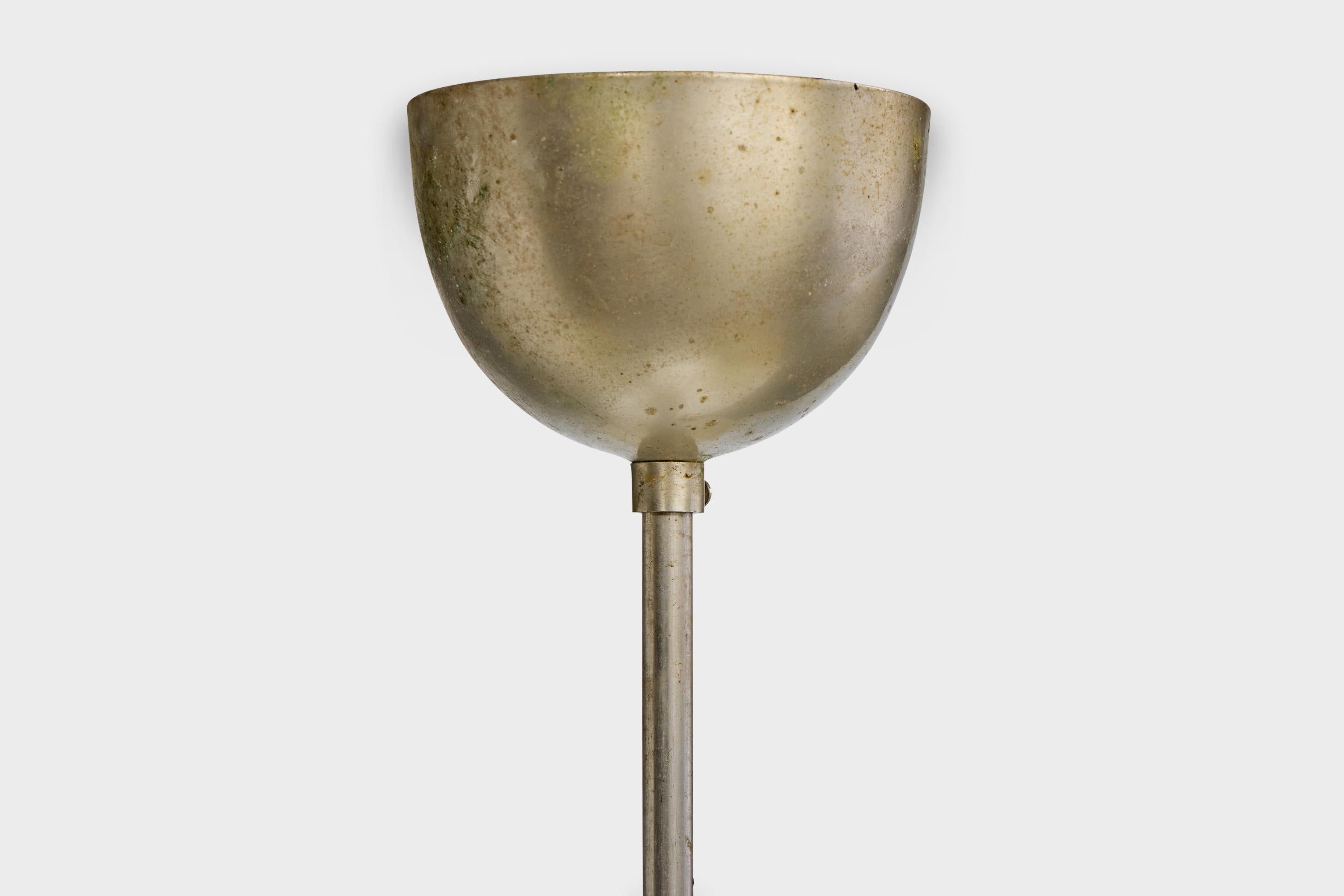 Swedish Designer, Chandelier, Nickel, Fabric, Glass, Sweden, 1930s For Sale 4