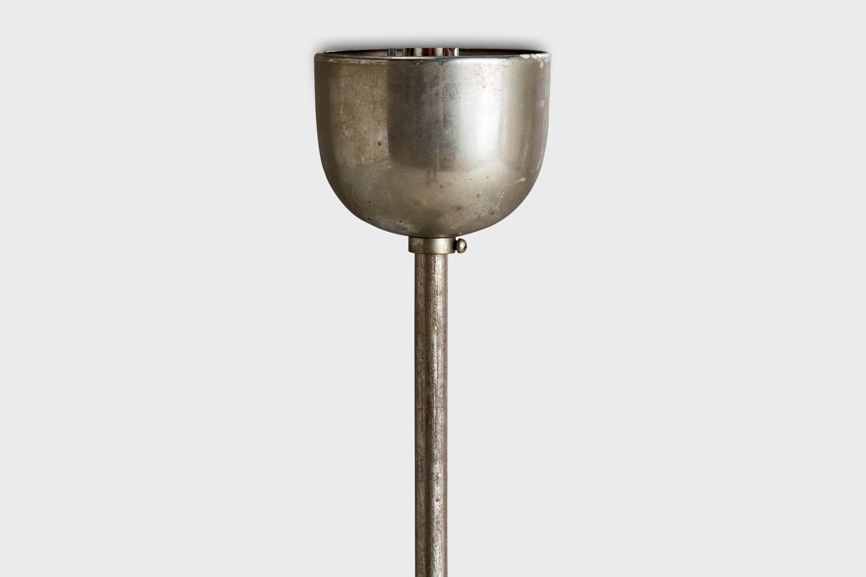 Designer suédois, lustre, nickel, verre, Suède, années 1930 en vente 2