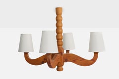 Swedish Designer, Chandelier, Pine, Fabric, Sweden, 1970s