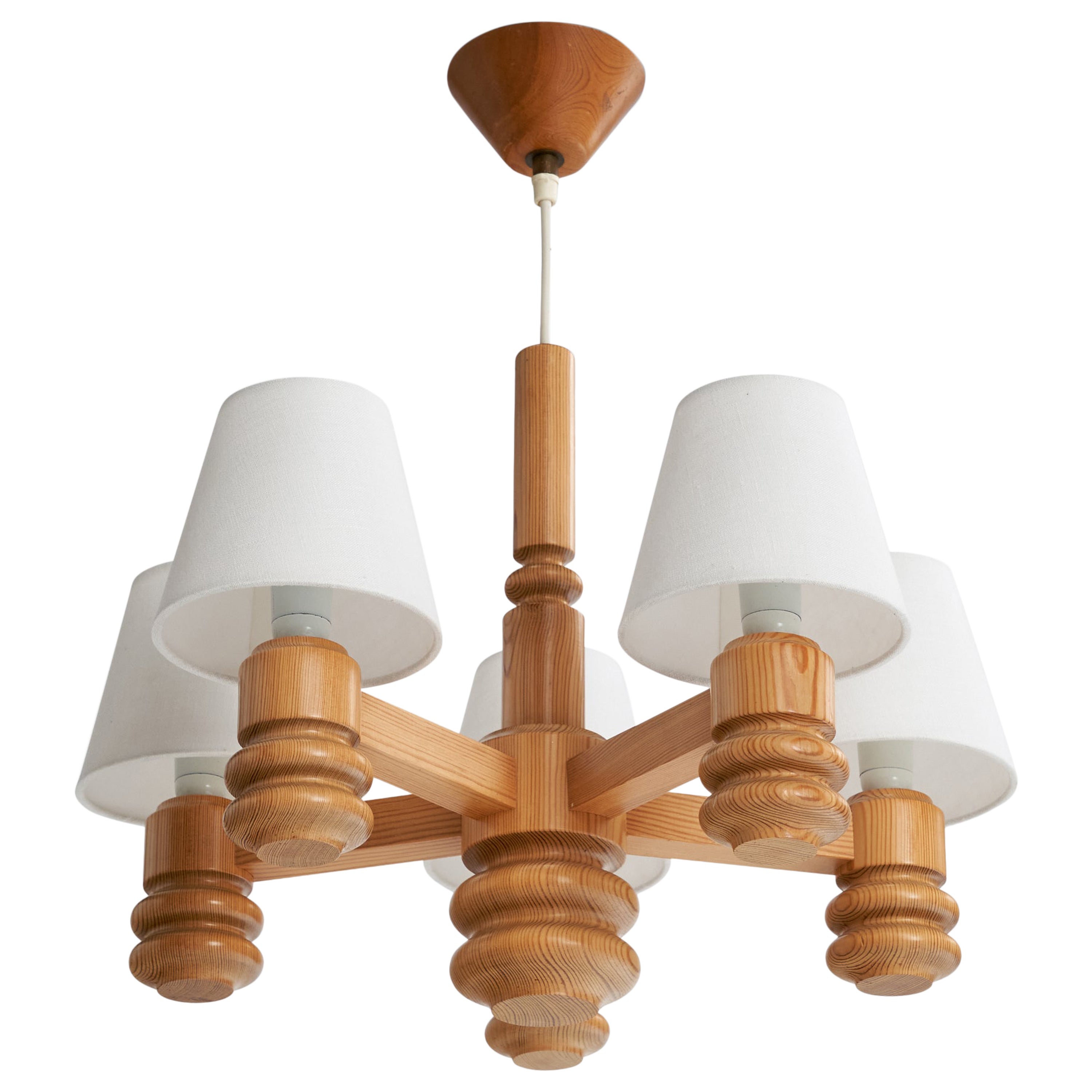 Designer svedese, lampadario, pino, tessuto, Svezia, anni '70