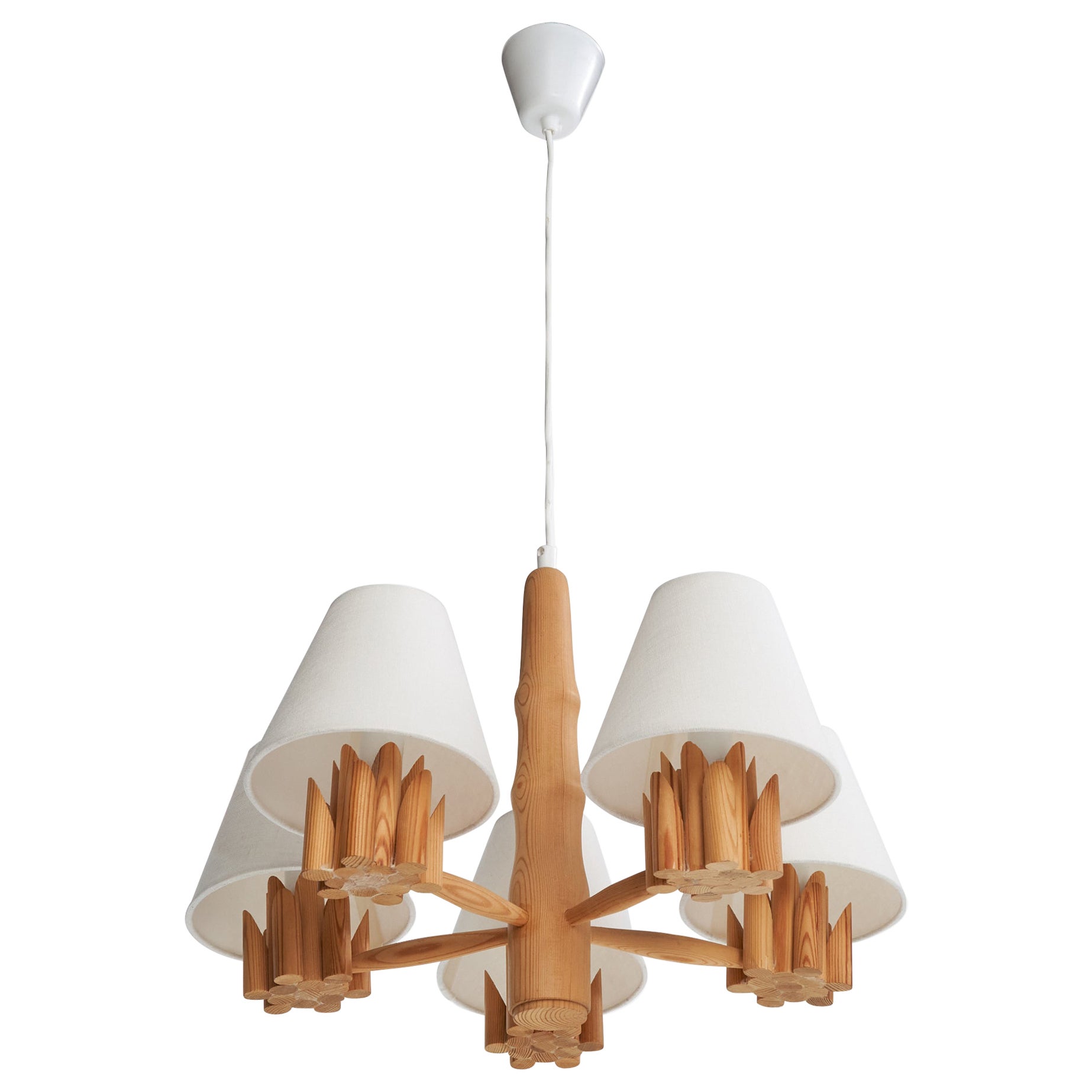 Designer svedese, lampadario, pino, tessuto, Svezia, anni '70