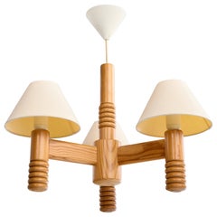 Designer suédois, lustre, pin, tissu, Suède, 1970