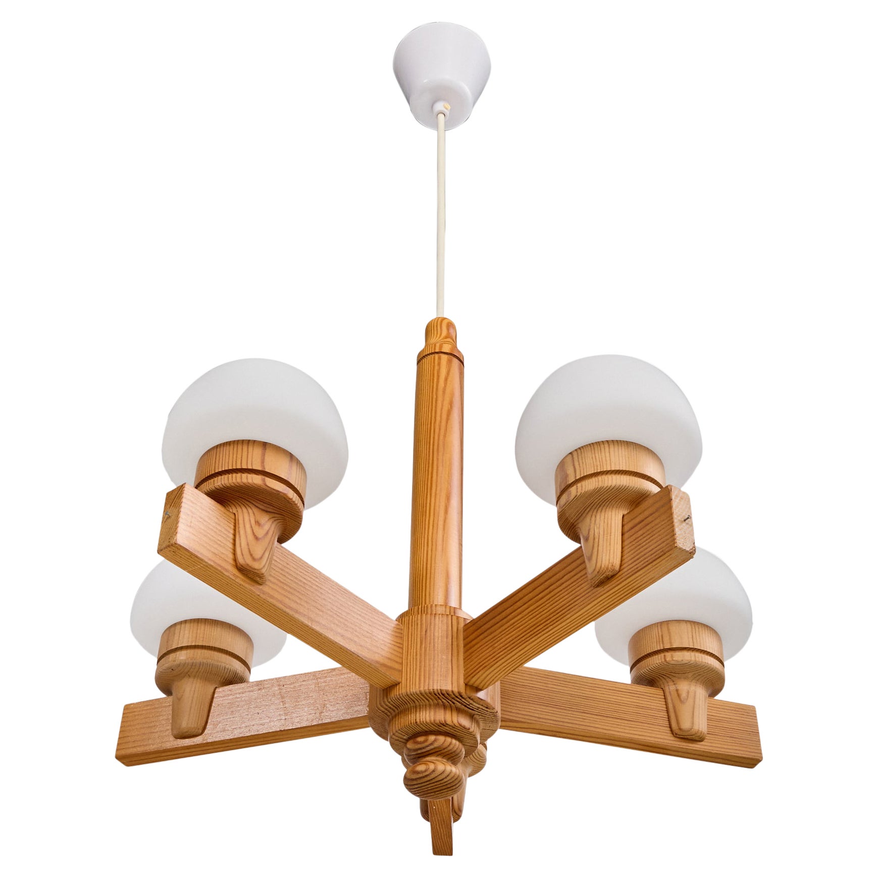 Designer svedese, lampadario, pino, vetro, Svezia, anni '70